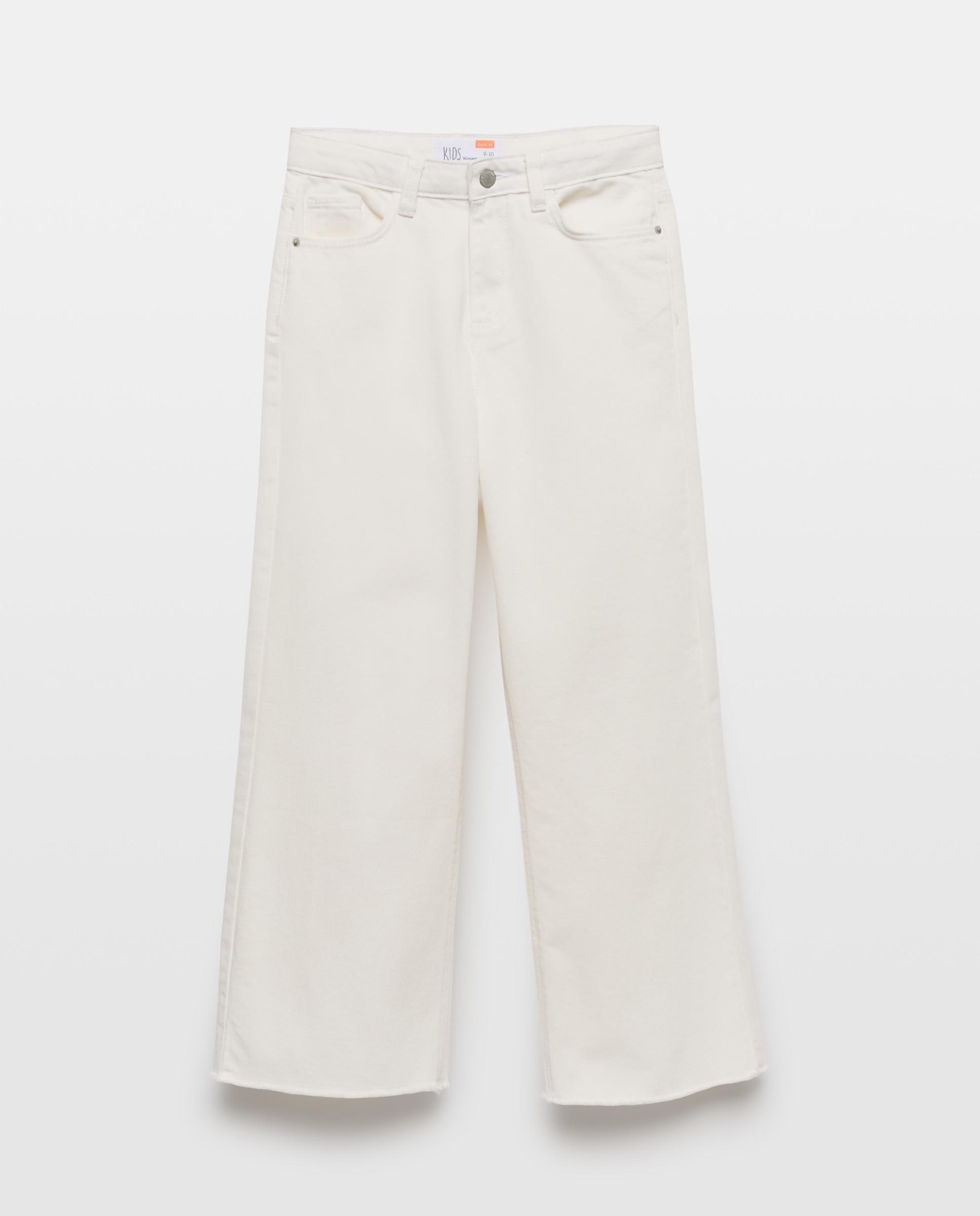 Calças de Sarja Colorida Wide Leg com Remendo de Fantasia e Bolso Traseiro Kids El Corte Inglés 120 Cru-4