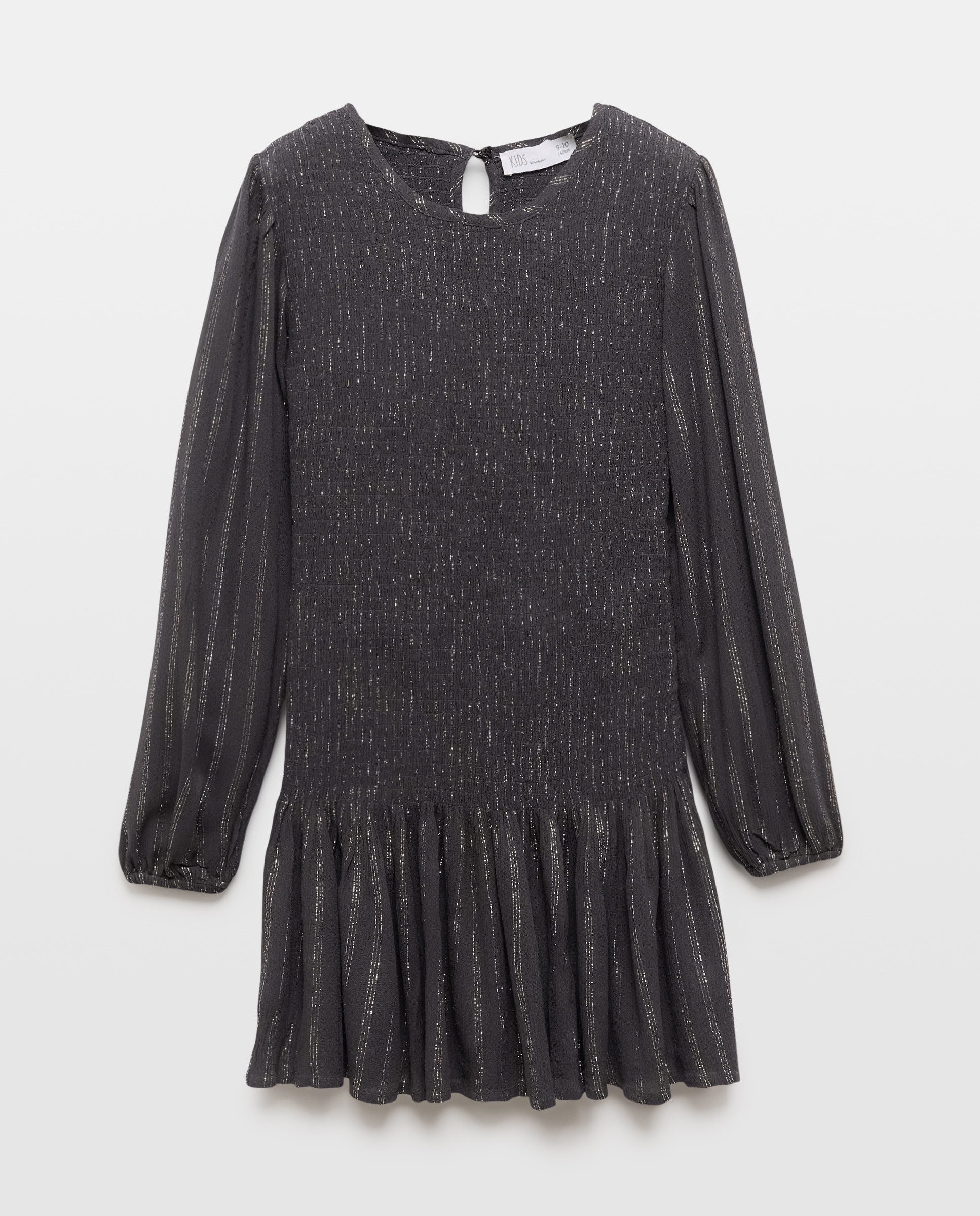 Vestido de Manga Comprida com Fio Metalizado e Engomado até à Anca Kids El Corte Inglés 830 Antracite-5