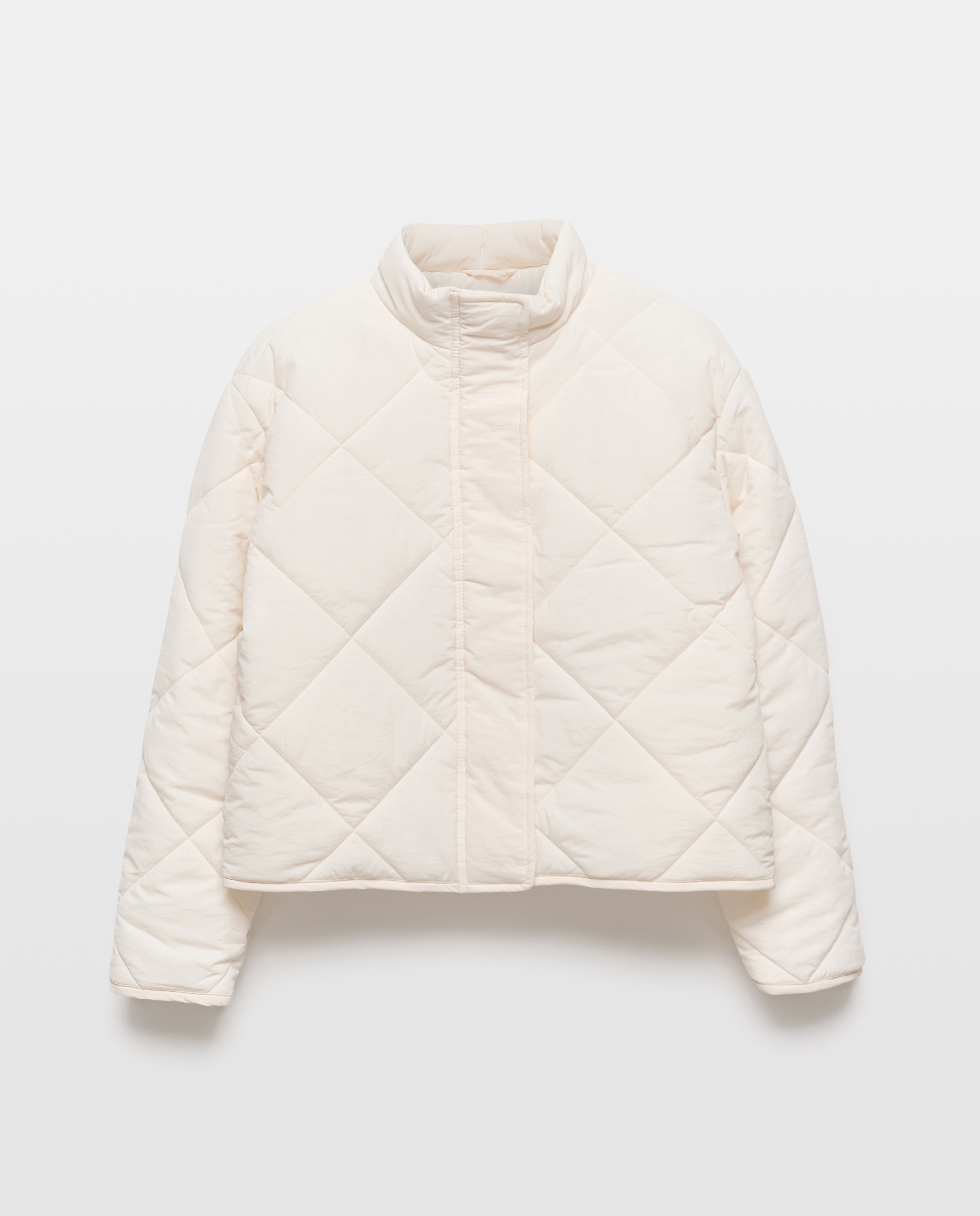 Casaco Acolchoado Quilted aos Losangos Metálico 120 Cru-4