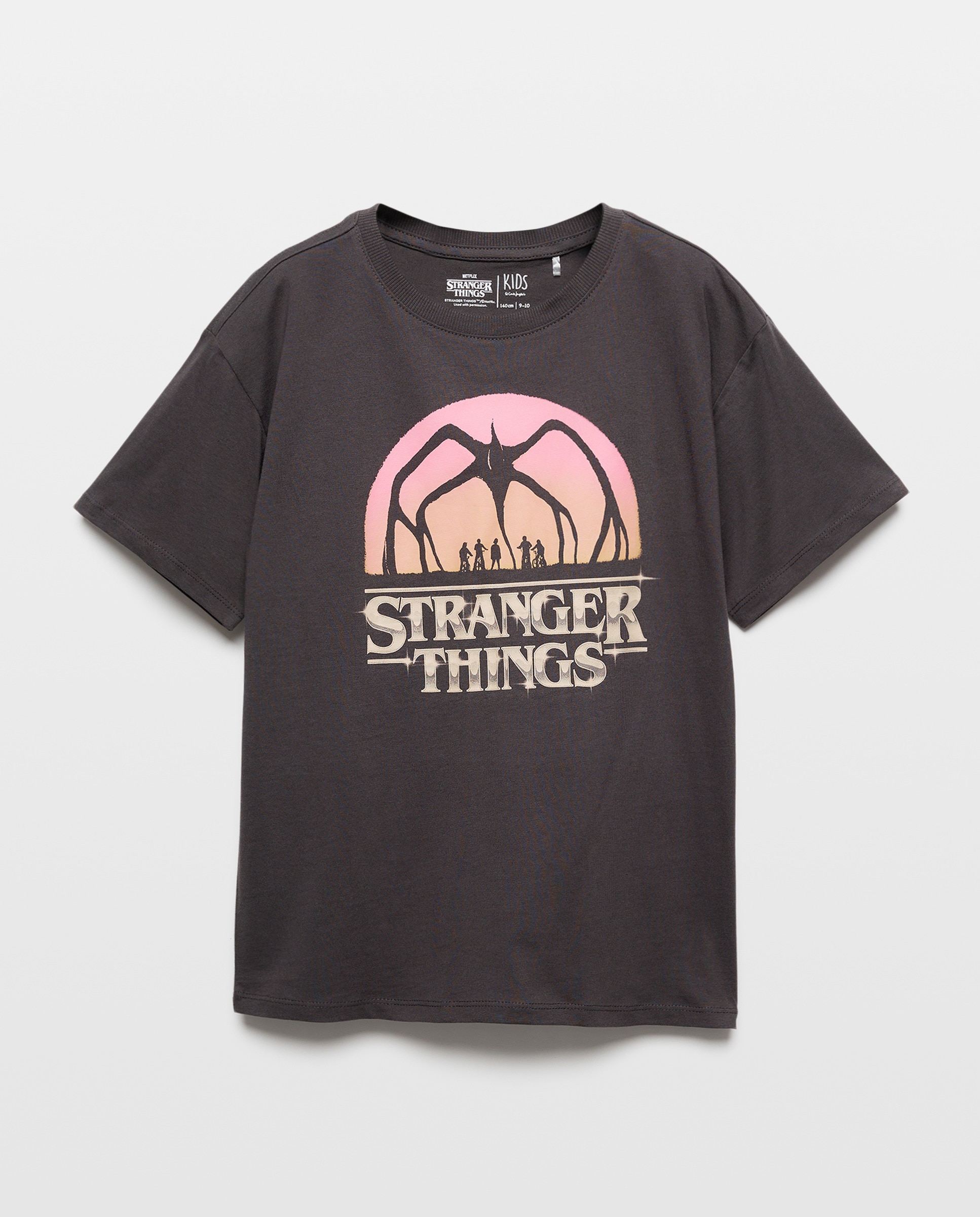 T-shirt de Manga Curta Stranger Things Cinzento-4