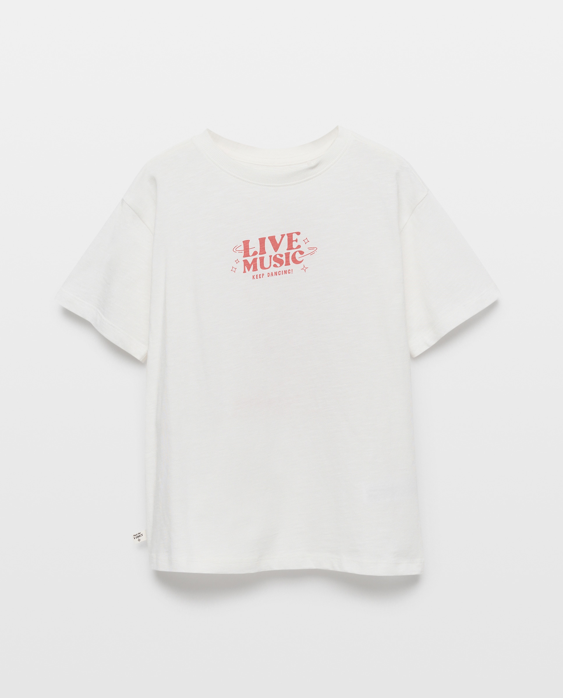 T-shirt de Manga Curta com Estampado de Música Branco-4