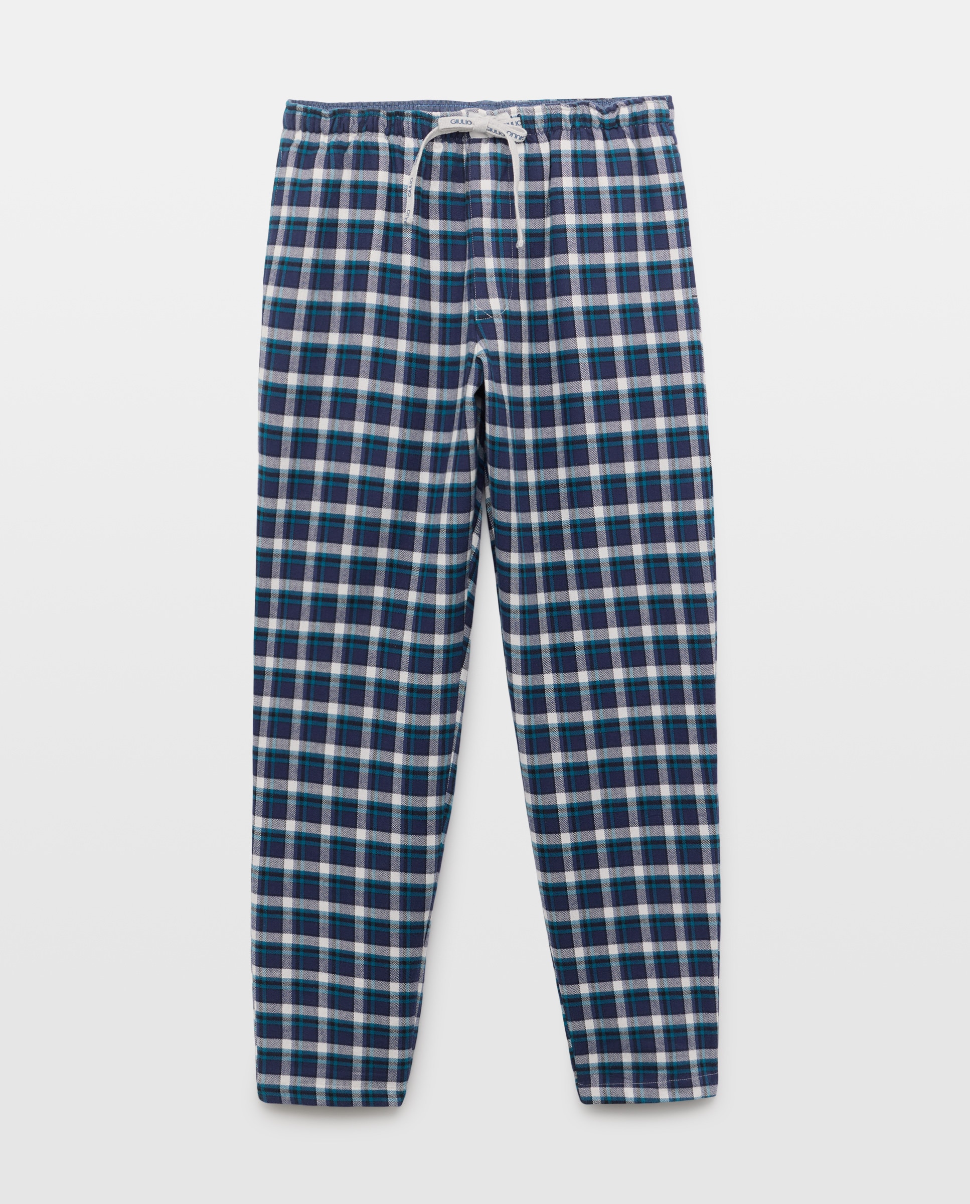 Calças de Flanela Azul-marinho-4