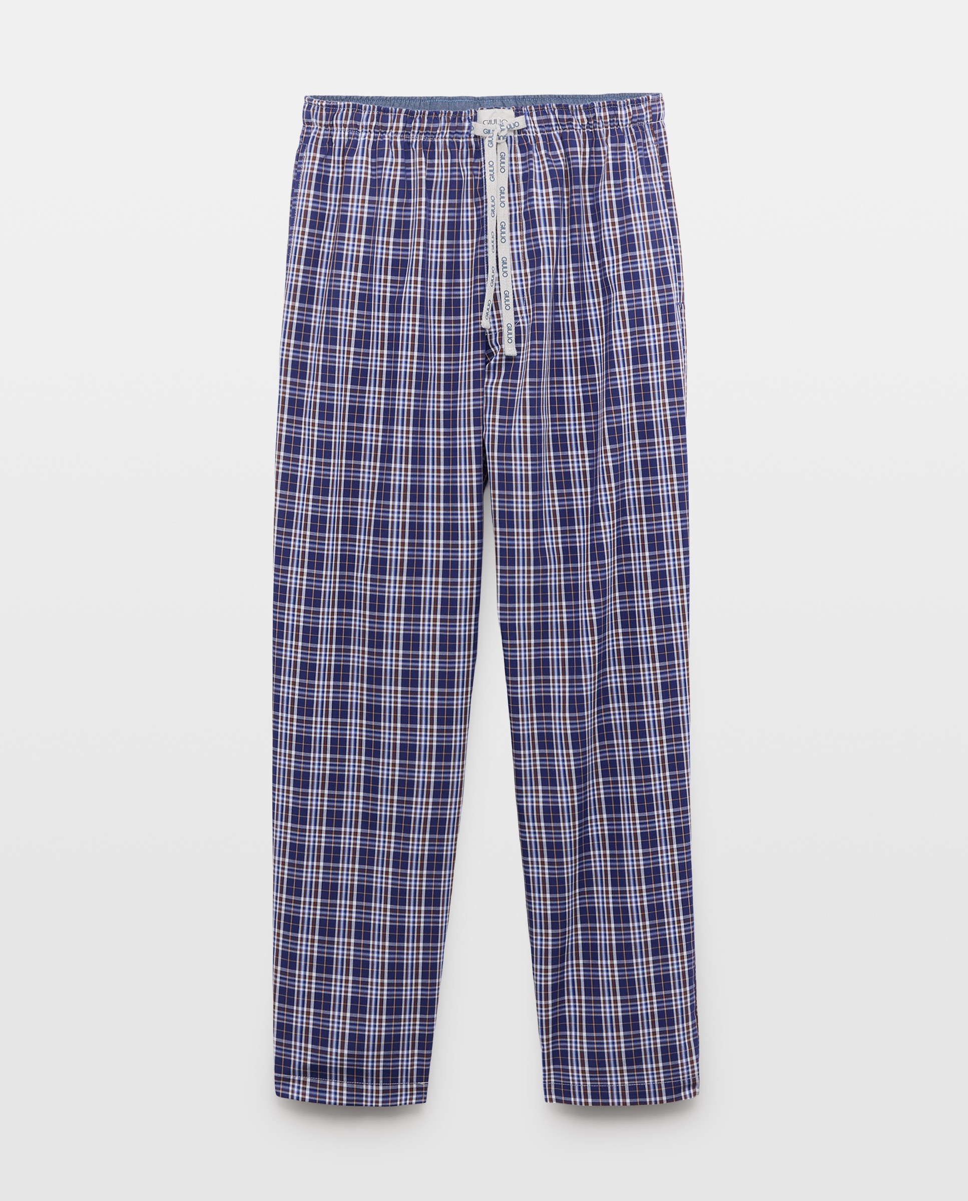 Calças de Tecido Azul-4