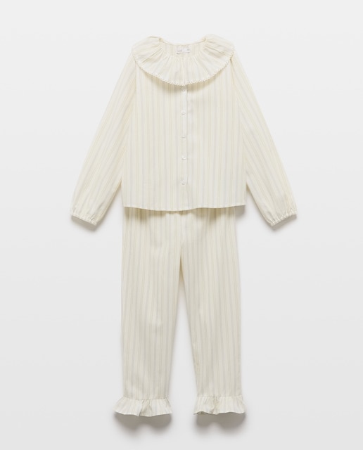 Imagen 0 de Pijama de niña largo de rayas con cuello