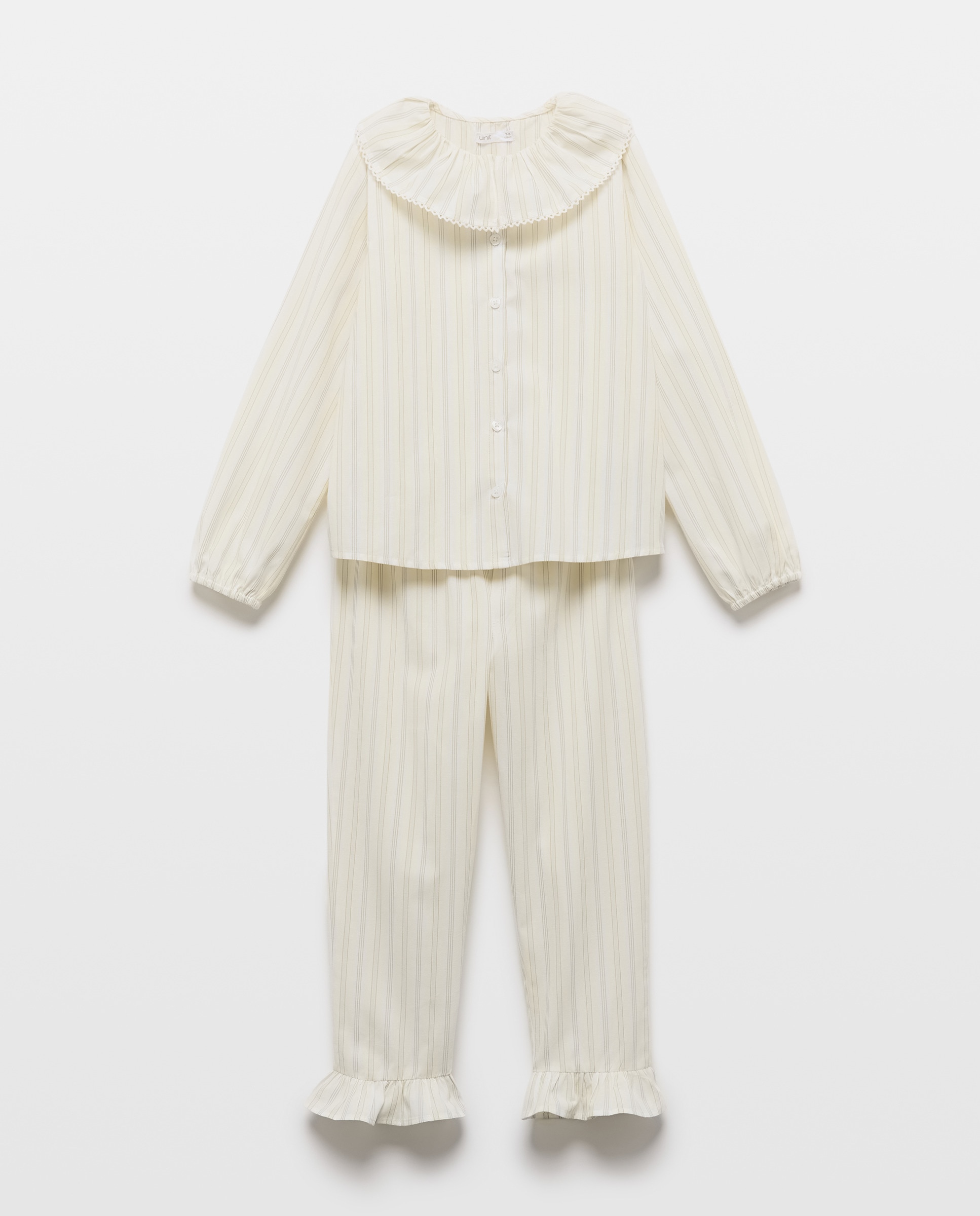 Imagen 0 de Pijama de niña largo de rayas con cuello