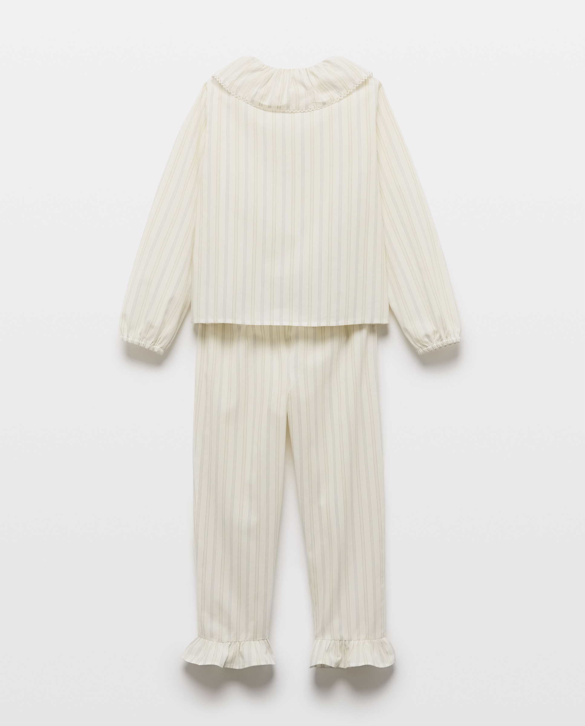 Pijama de niña largo de rayas con cuello 2