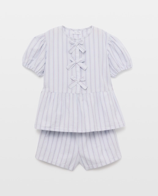 Imagen 0 de Pijama de niña popelín corto de rayas