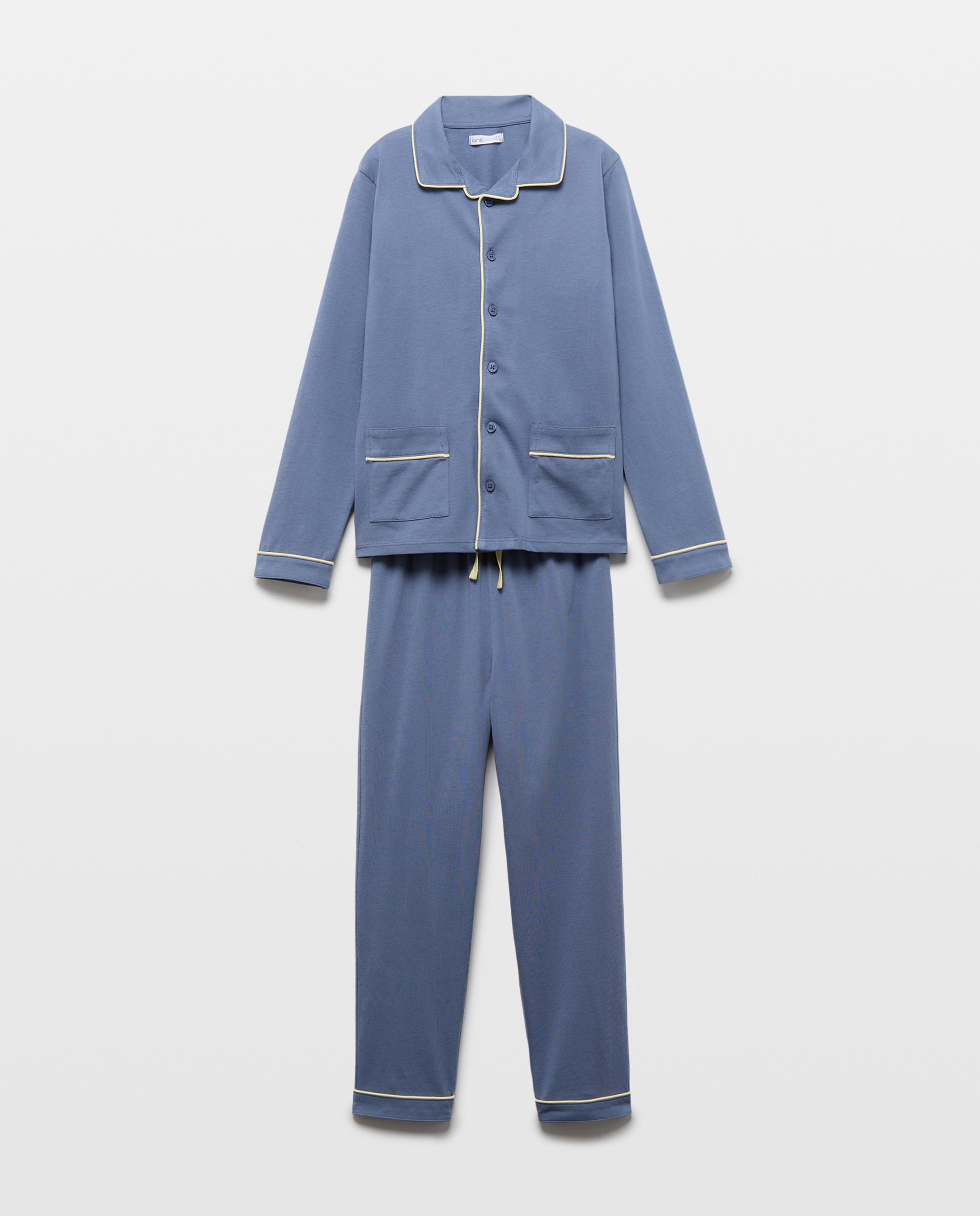 Pijama de niño largo con contrastes 430 Azul oscuro-1