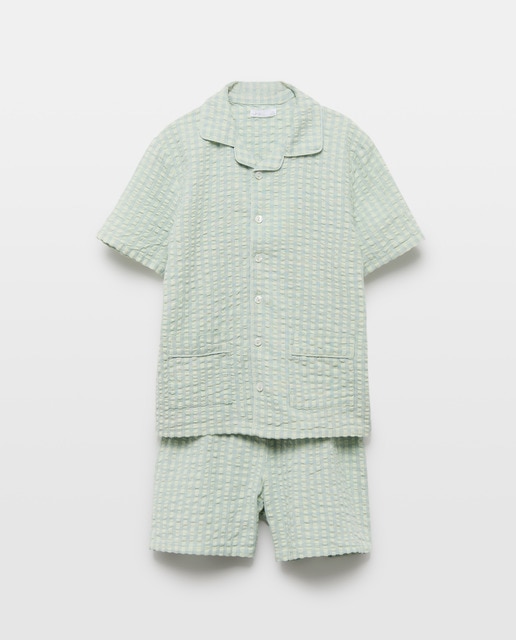Imagen 0 de Pijama de niño seersucker corto de cuadros