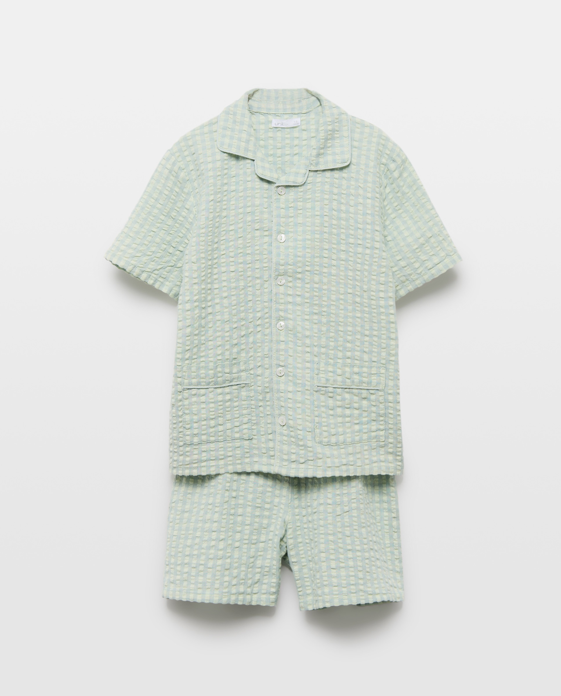 Imagen 0 de Pijama de niño seersucker corto de cuadros