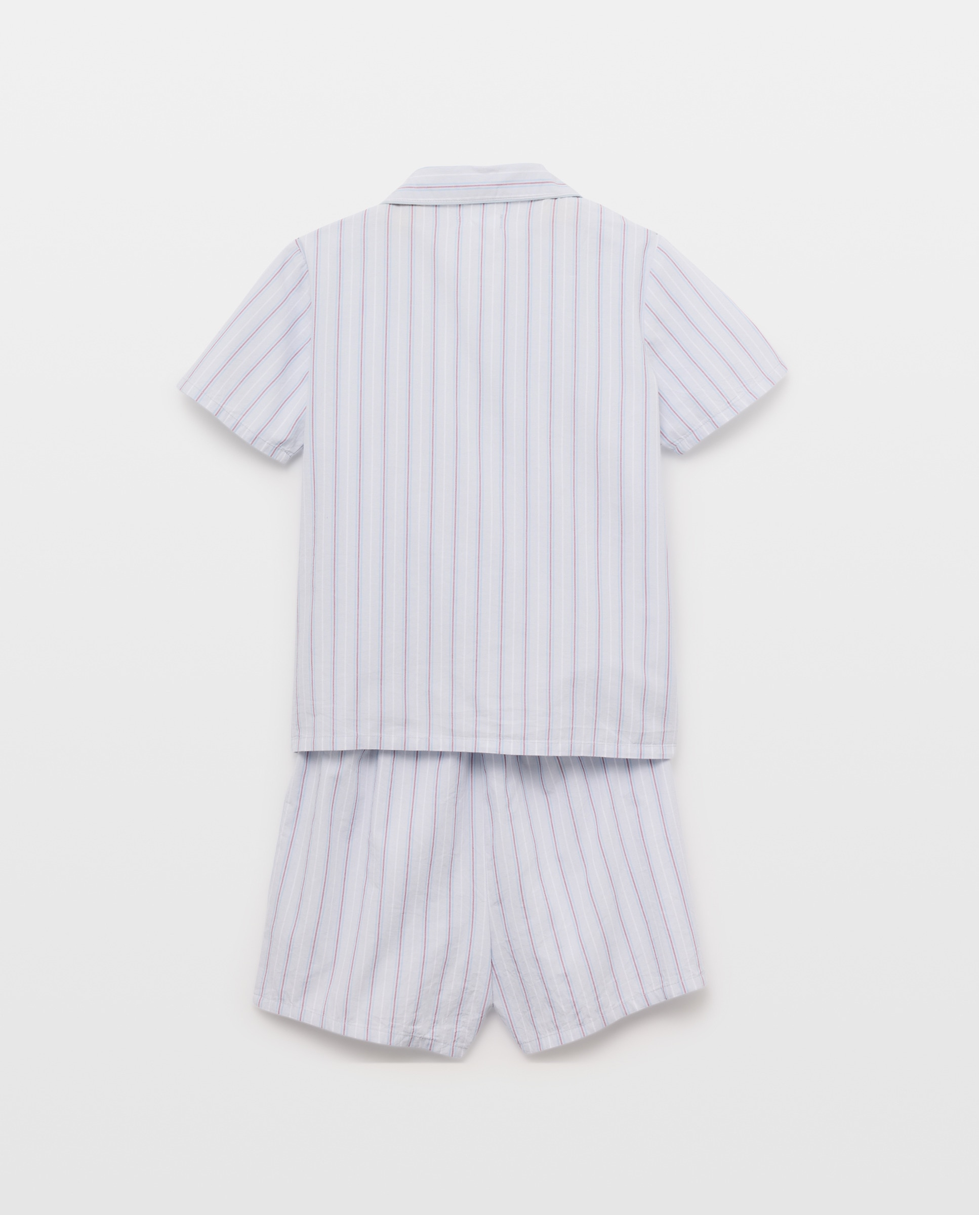Pijama de niño de popelín corto de rayas 410 Azul claro-2