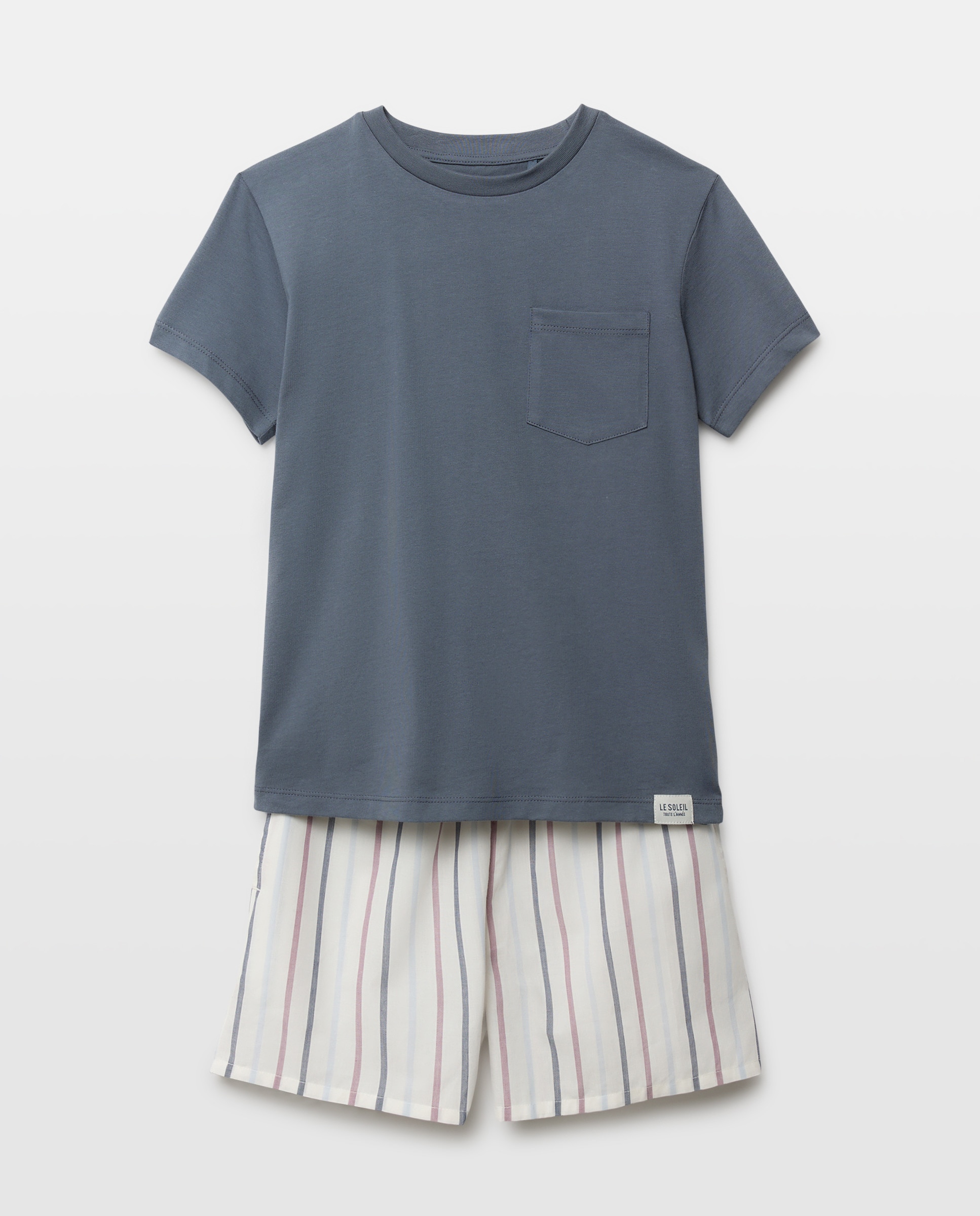 Pijama de niño combinado corto 400 Azul-1