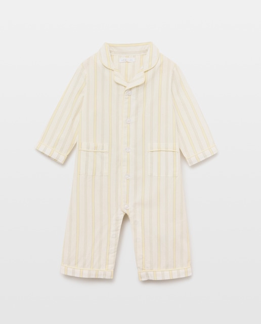 Imagen 0 de Pijama de bebé largo de rayas con cuello