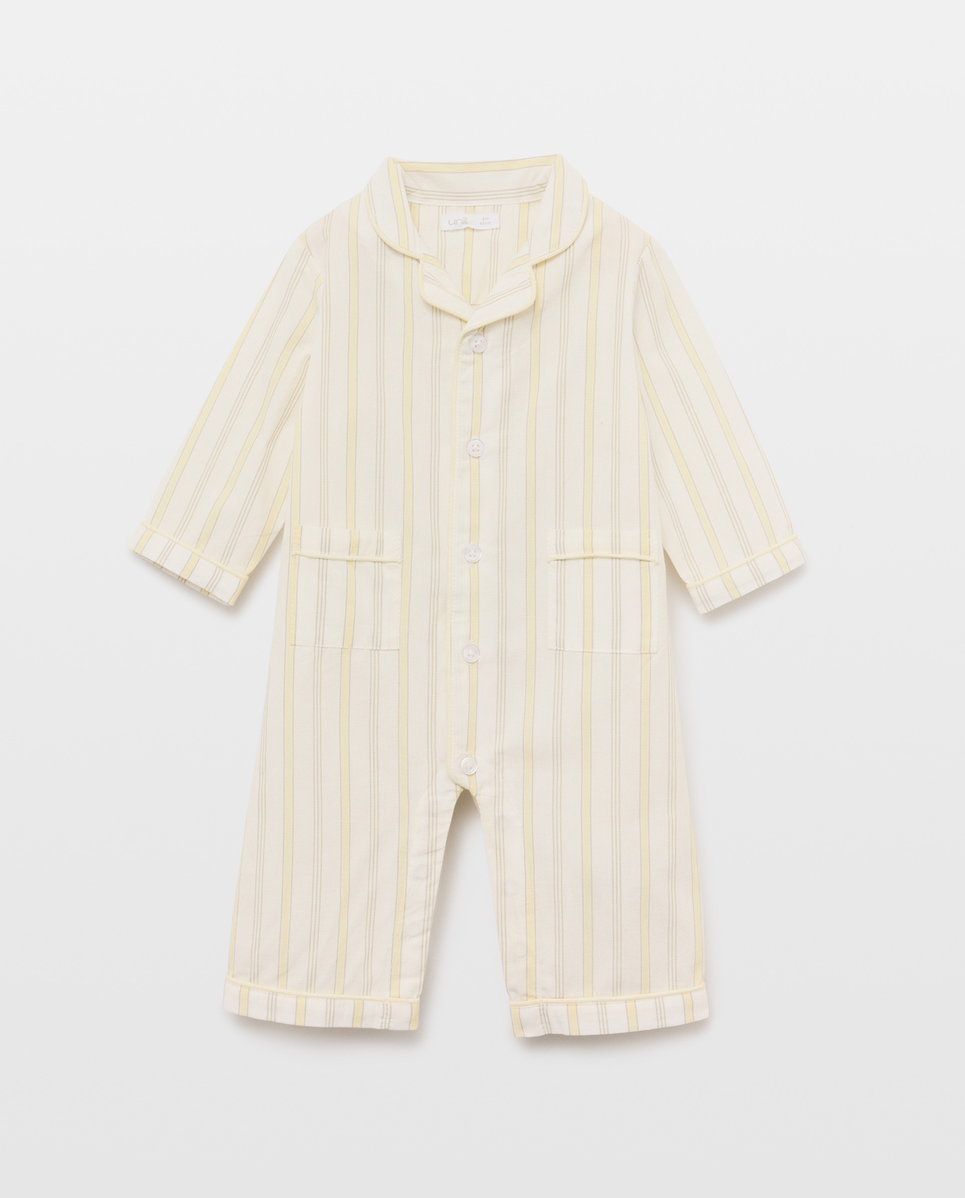 Pijama de bebé largo de rayas con cuello 1