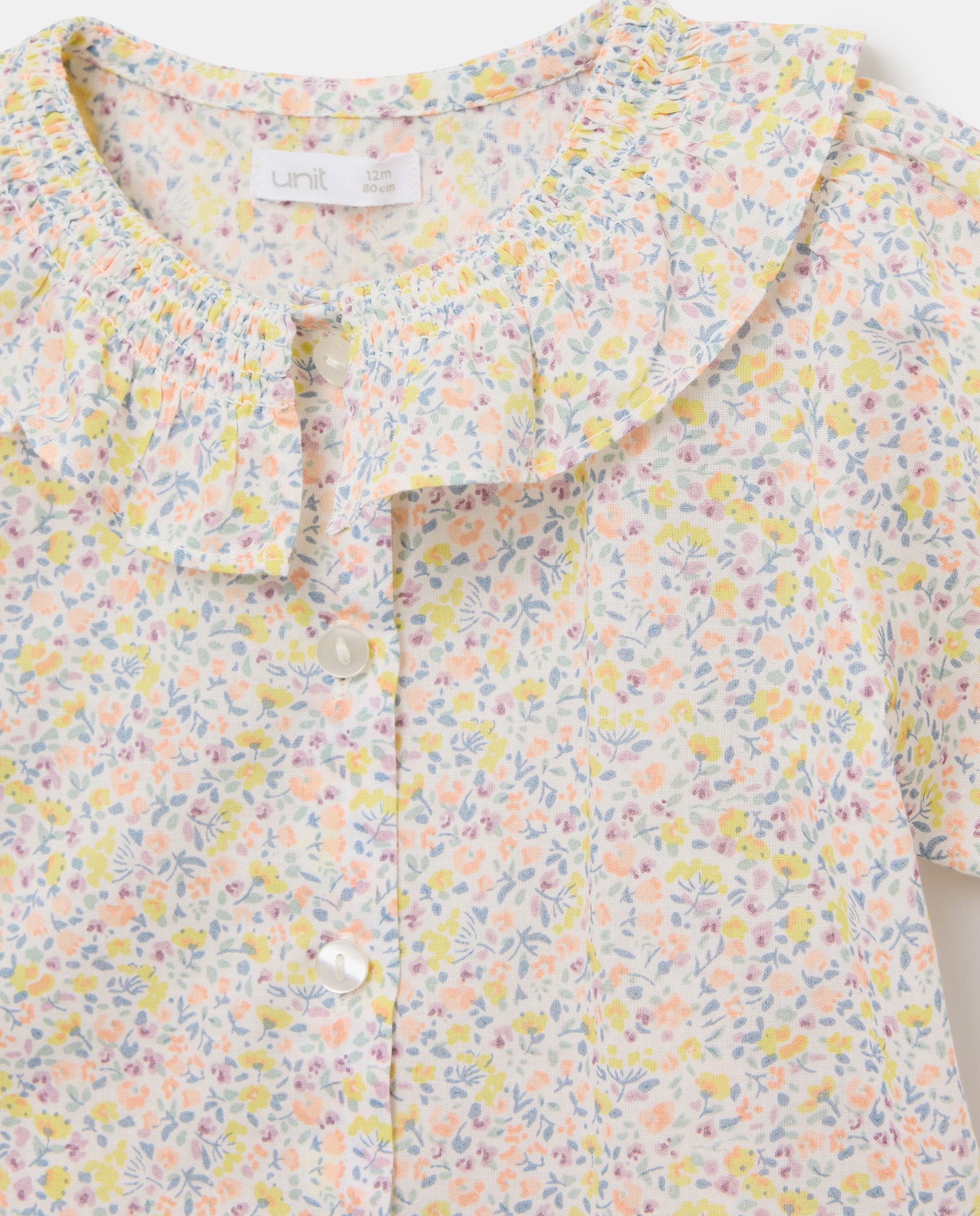 Blusa bebé niña con cuello y estampada Pistacho-3