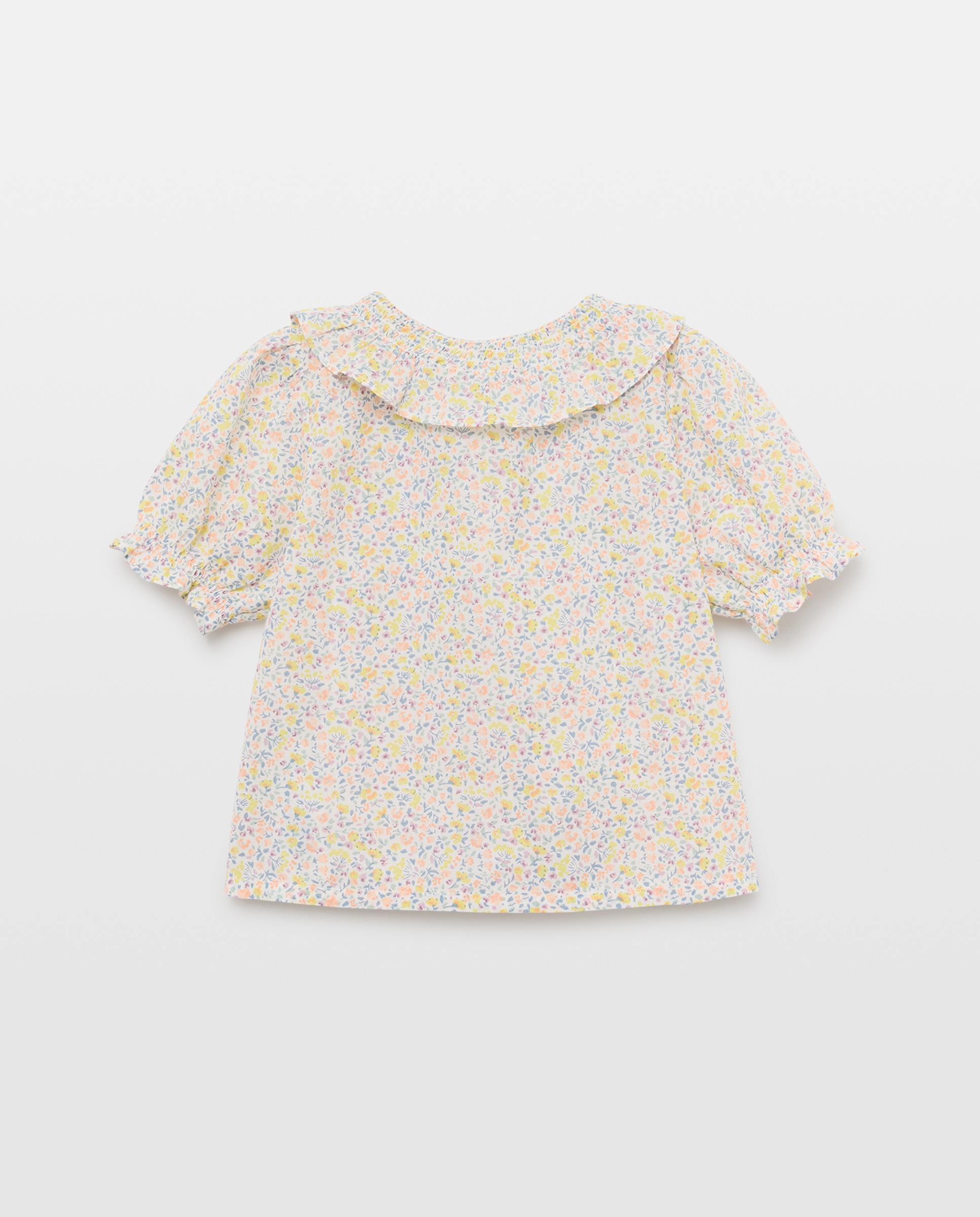 Blusa bebé niña con cuello y estampada Pistacho-2