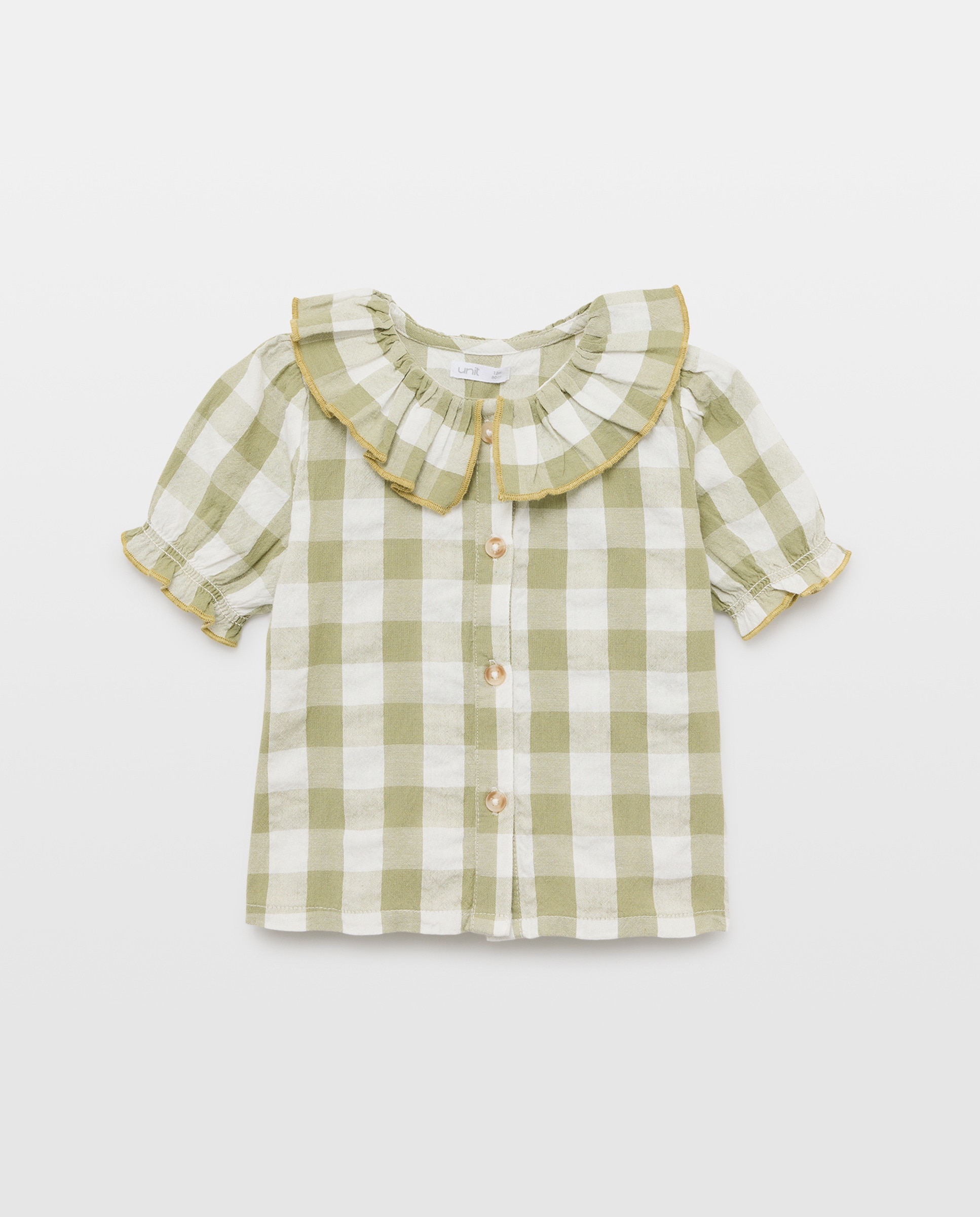 Imagen 0 de Blusa bebé niña con cuello y cuadros vichy