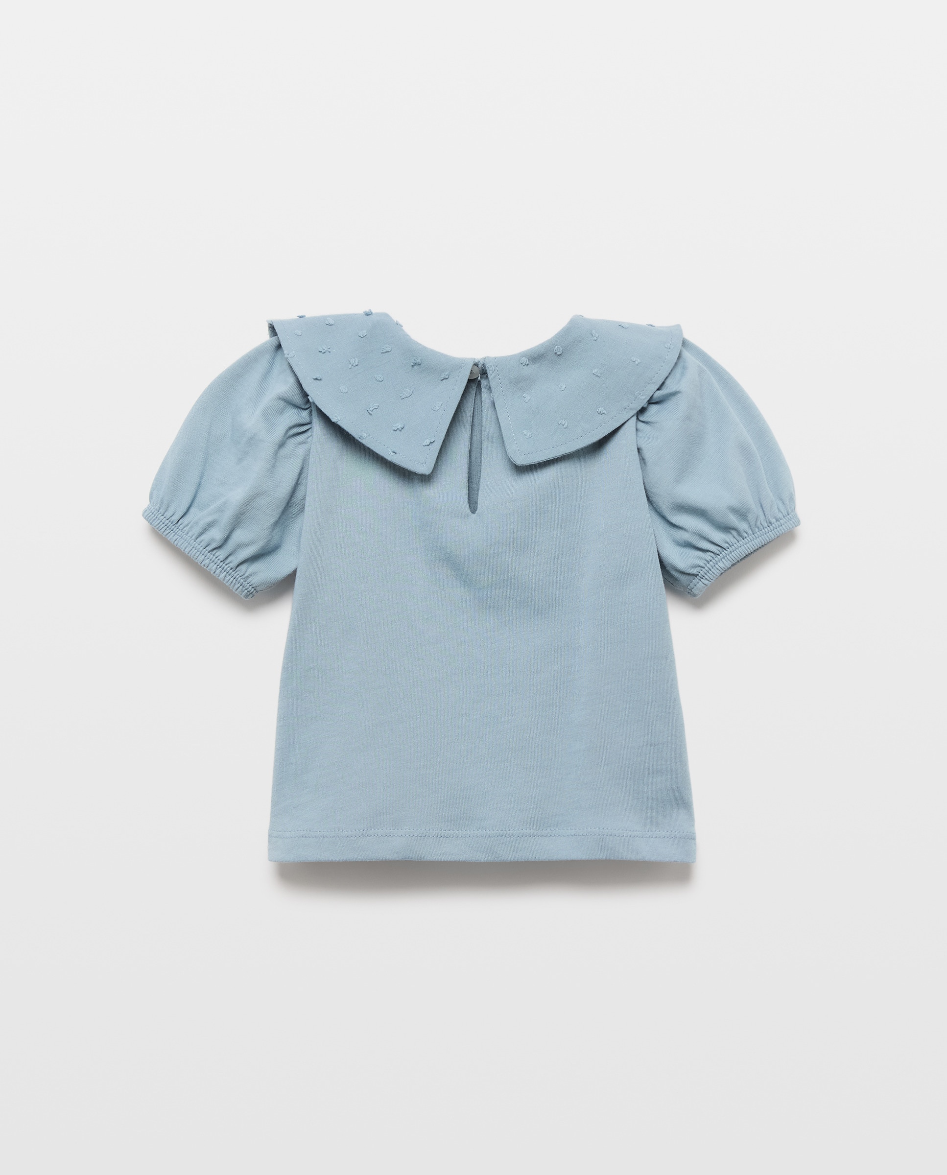 Camiseta bebé niña cuello de plumeti Azul pálido-2