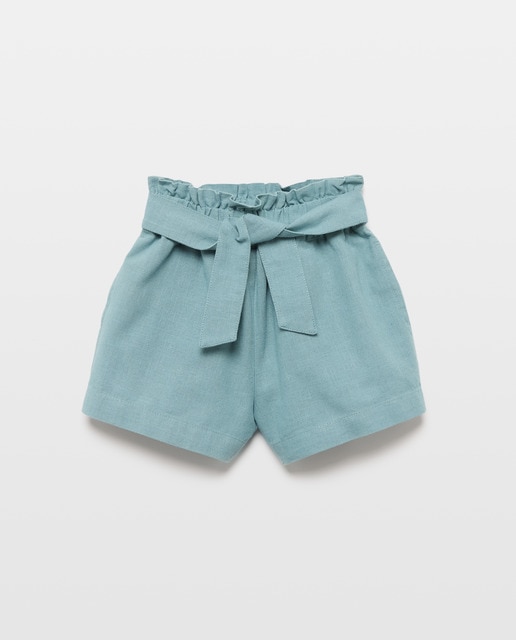 Imagen 0 de Short bebé niña  con lazo de lino