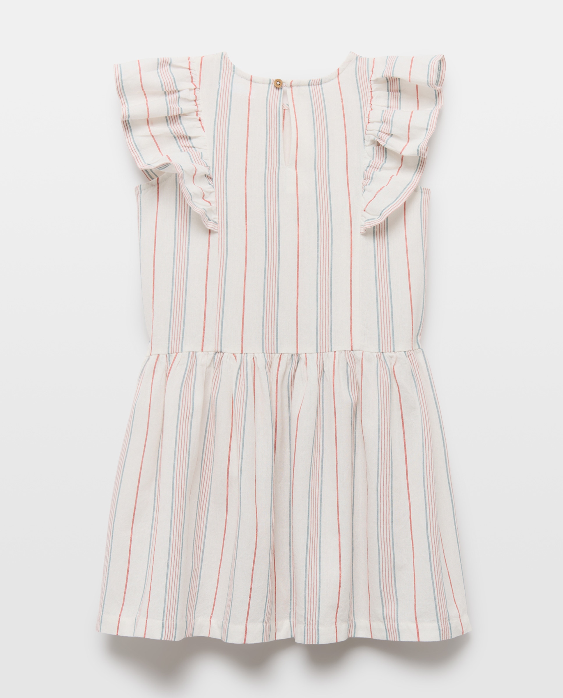 Vestido niña de rayas de lino 120 Crudo-2