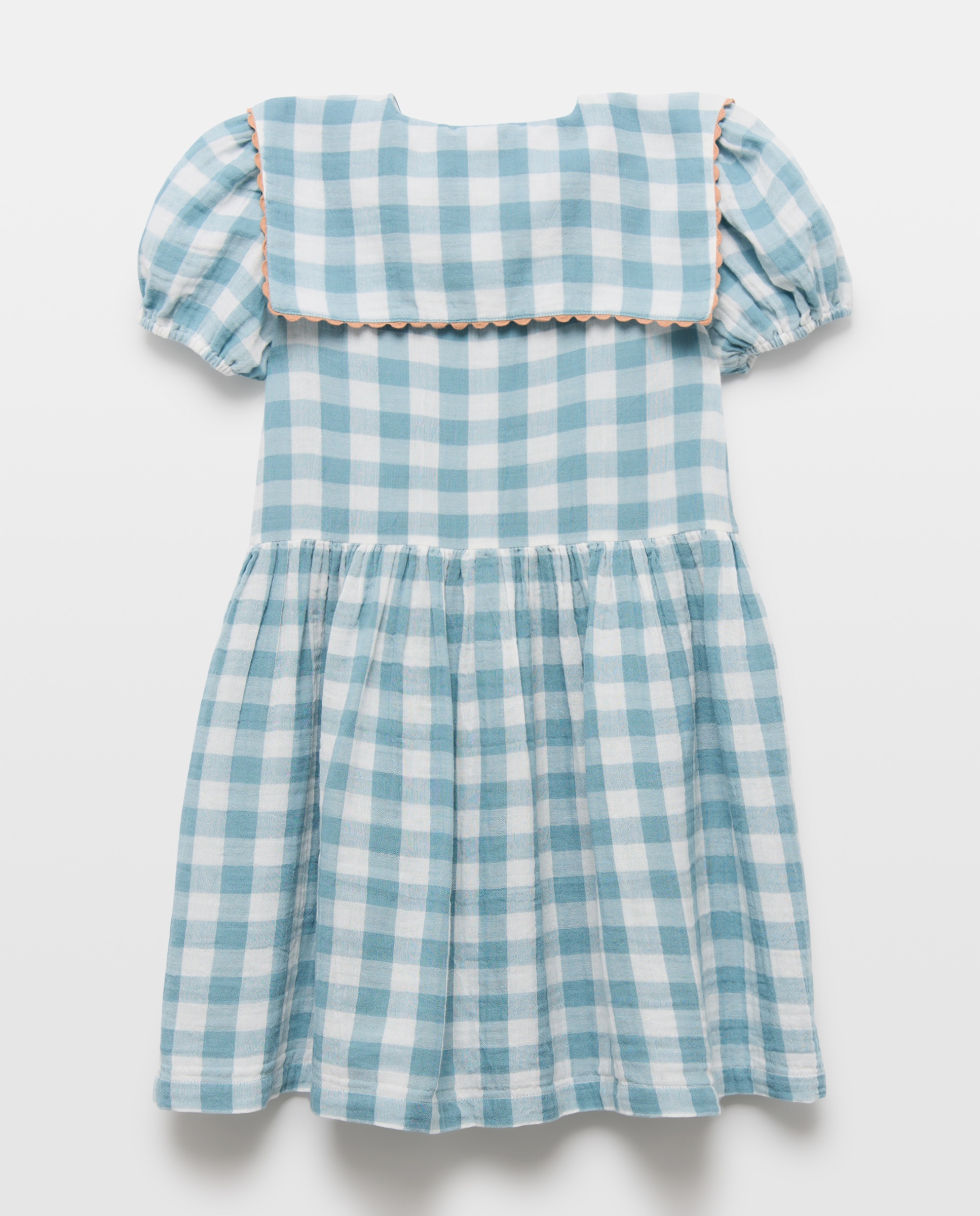 Vestido niña de gasa de cuadros vichy Azul pálido-2