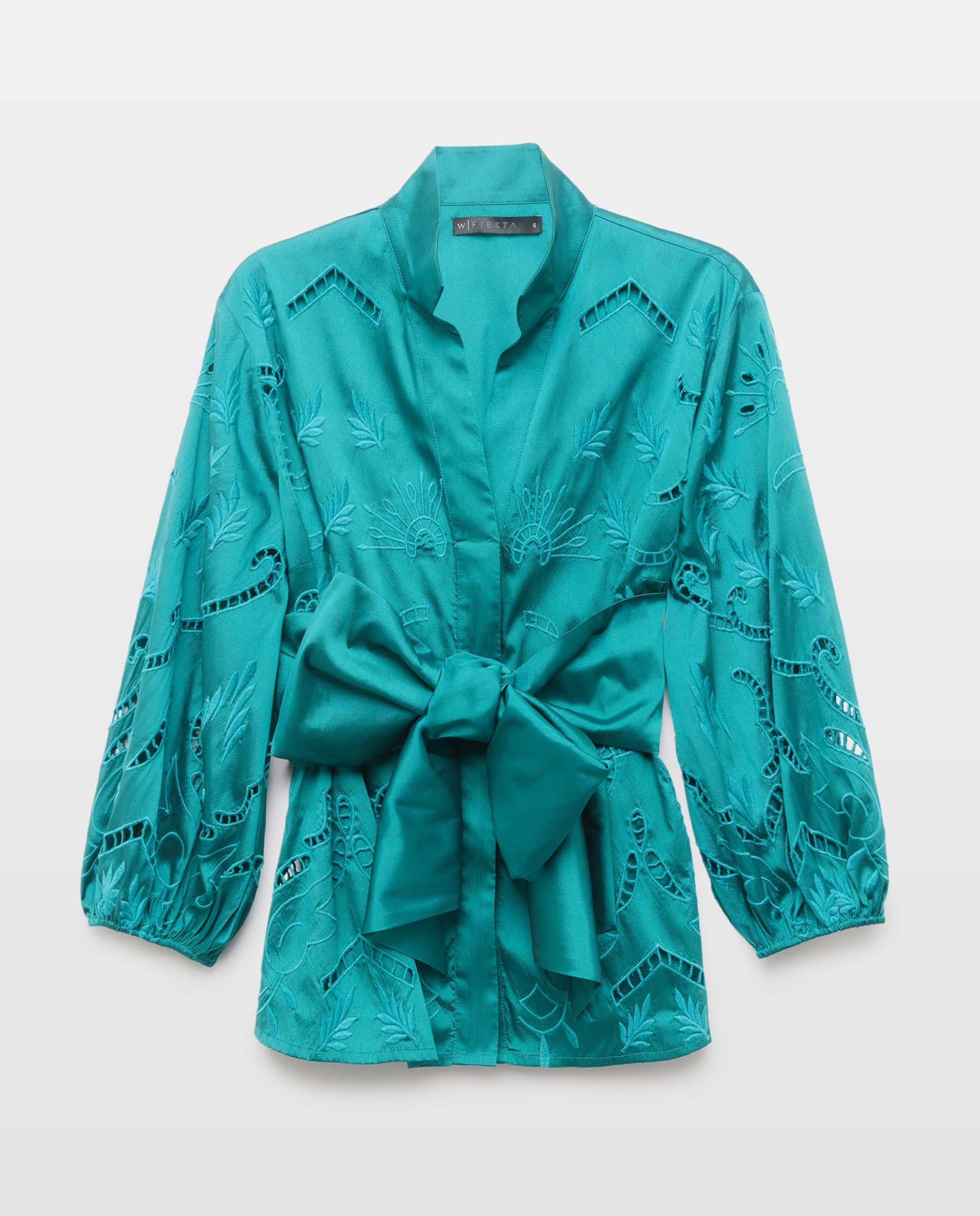 Blusa de Tafetá com Bordado Verde-5