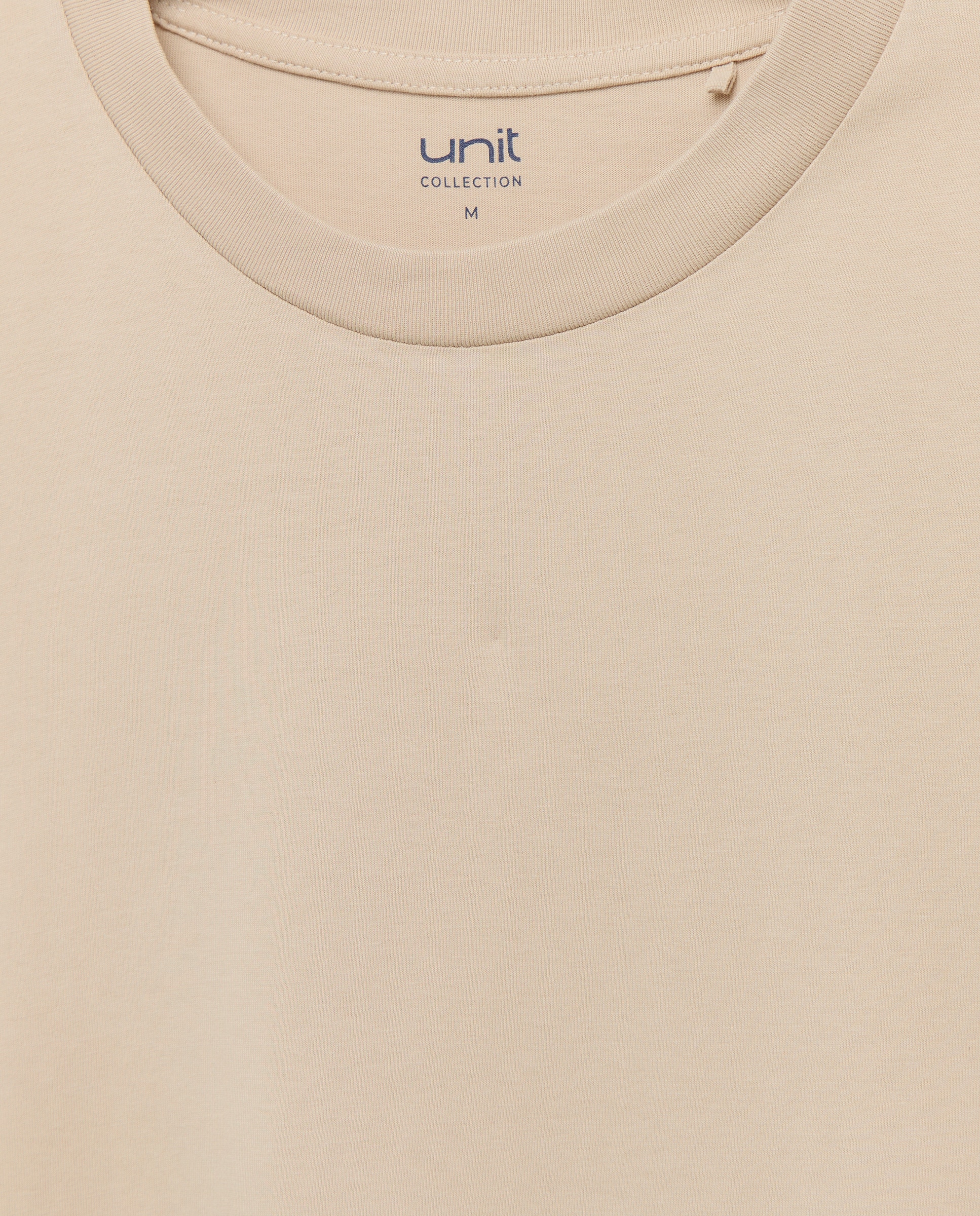 Camiseta de hombre manga corta cuello caja lisa Beige-5