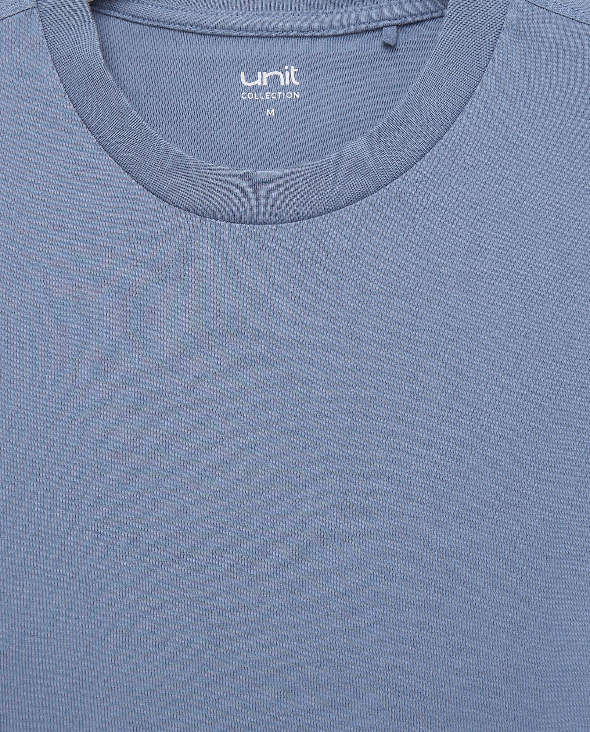 Camiseta de hombre manga corta cuello caja lisa 400 Azul-5