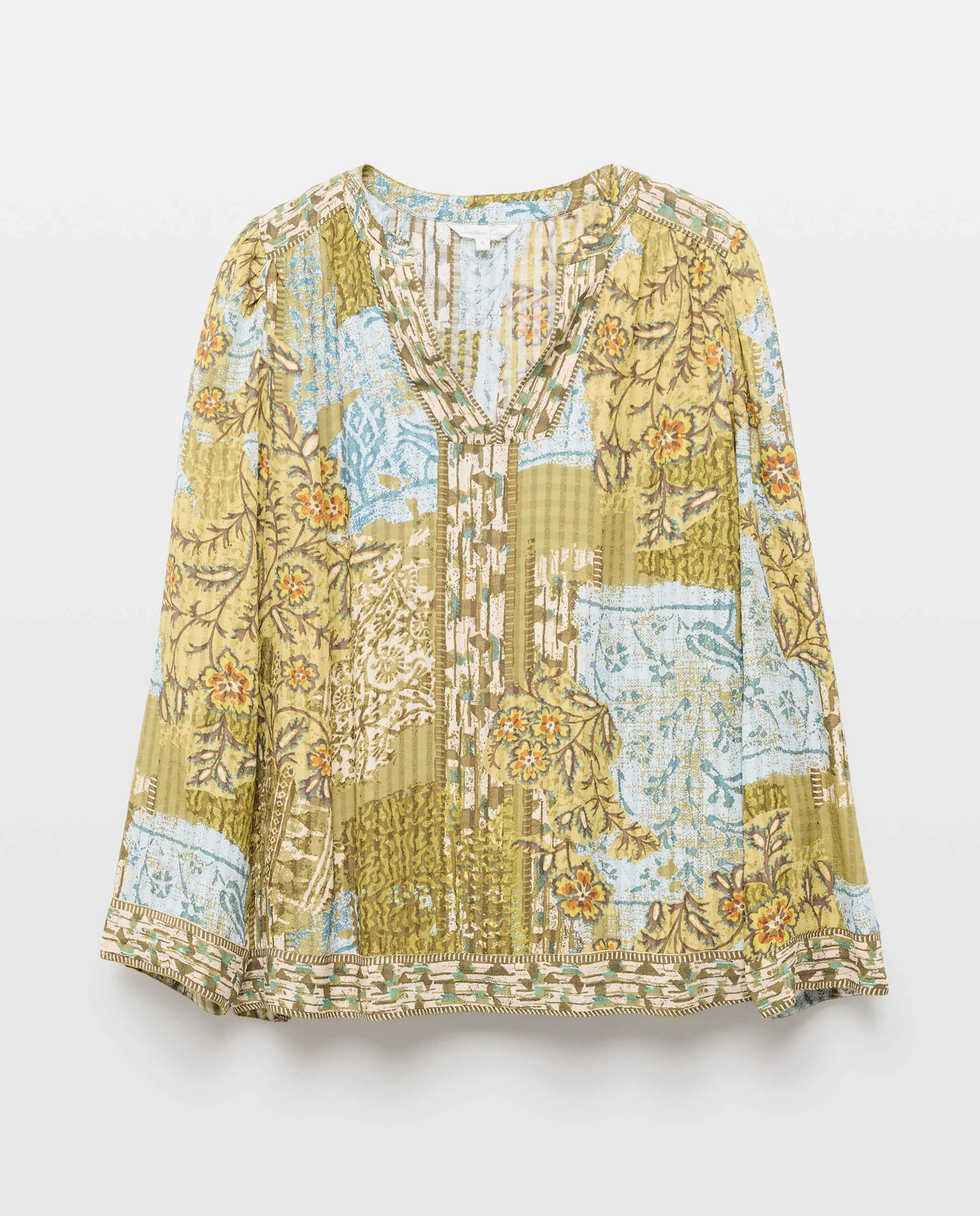 Blusa de Manga Comprida Estampada Verde-5