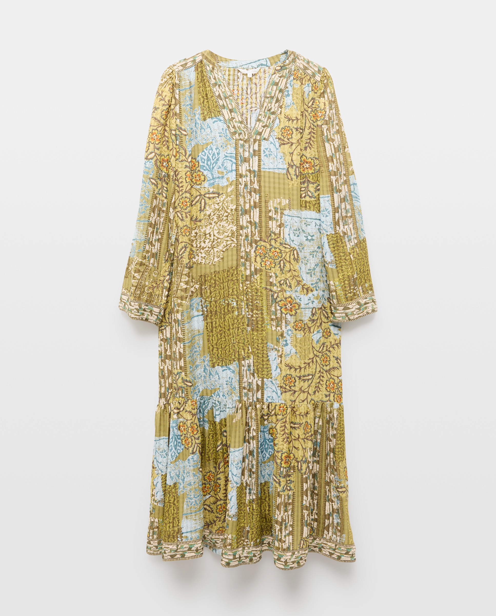 Vestido Midi com Manga 3/4 e Estampado Verde-4