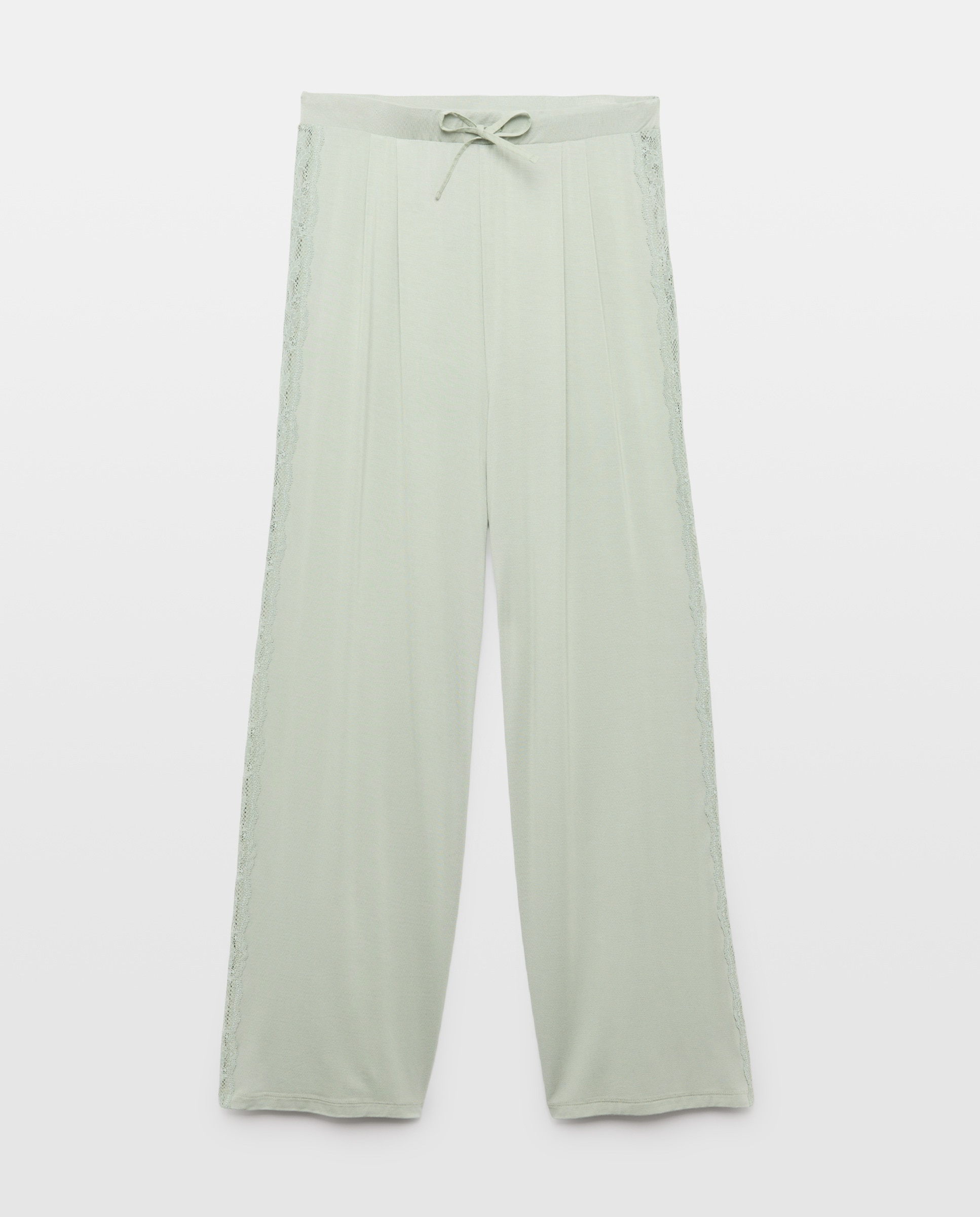 Calças de Viscose Lisas Verde-5