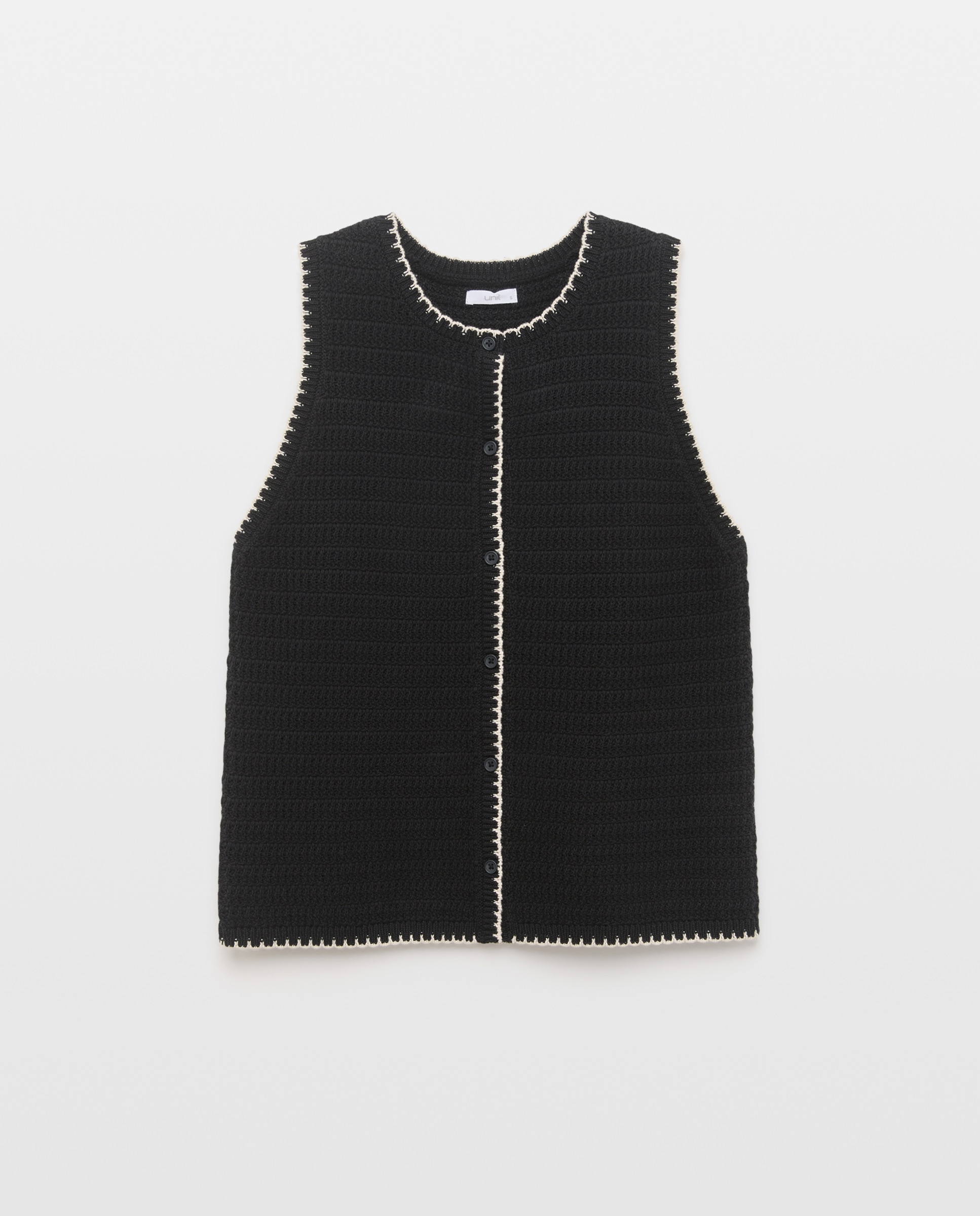 Top de mujer de algodón con contrastes Negro-4
