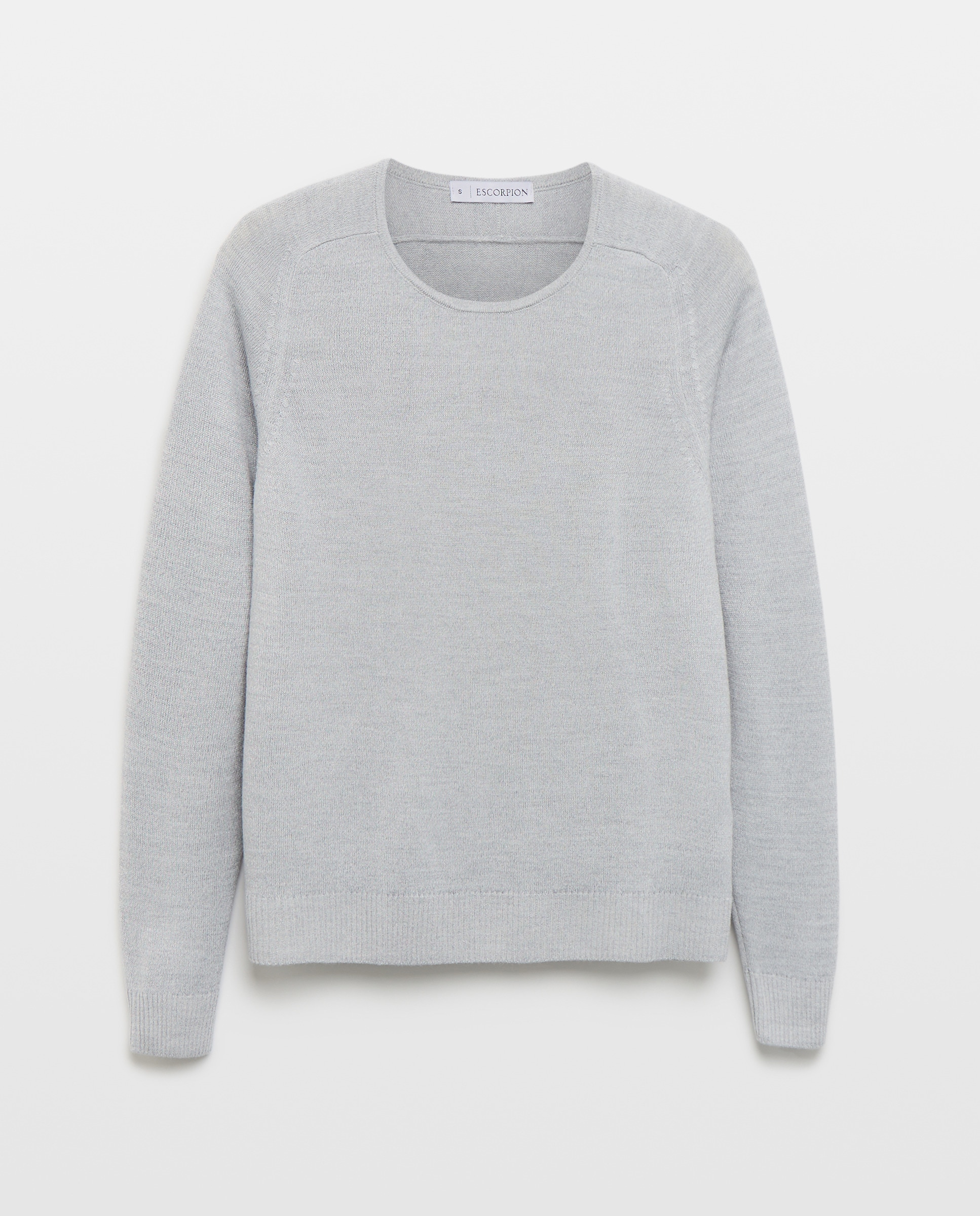 Camisola de Malha Básica com Decote Redondo e Manga Comprida Martelo Cinzento médio-4