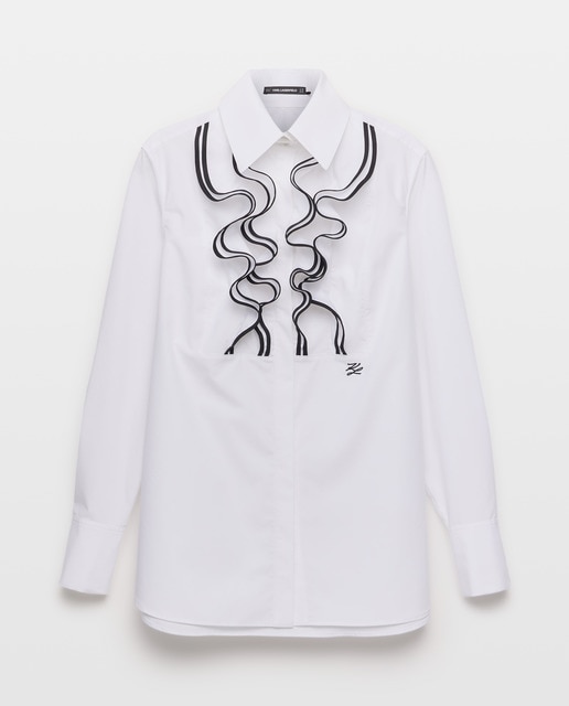 Imagem 0 de Camisa de Popelina com Folhos em Contraste