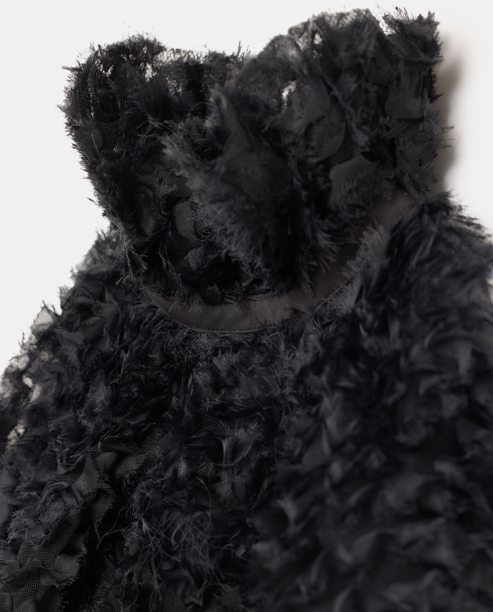 Vestido de Malha com Folhos Preto-5