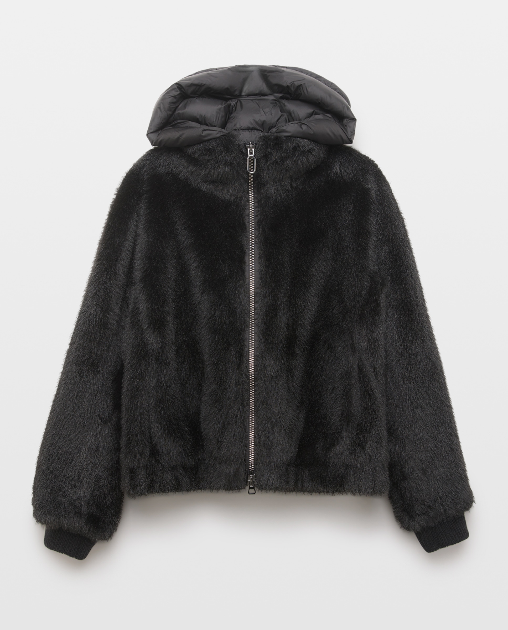 Casaco Oversize com Capuz Acolchoado Desmontável Preto-1