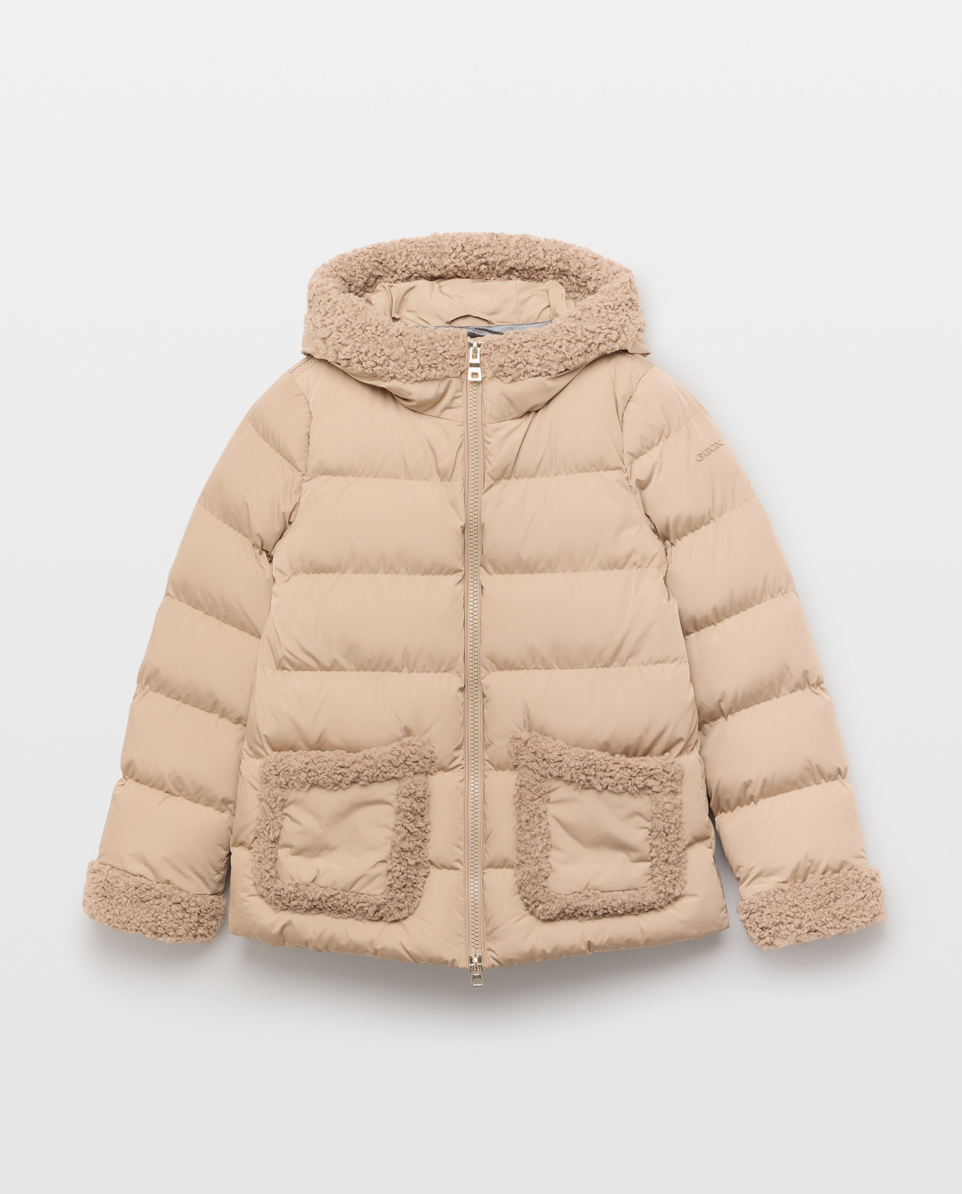 Parka Repelente à Água e Corta-Vento Bege-4