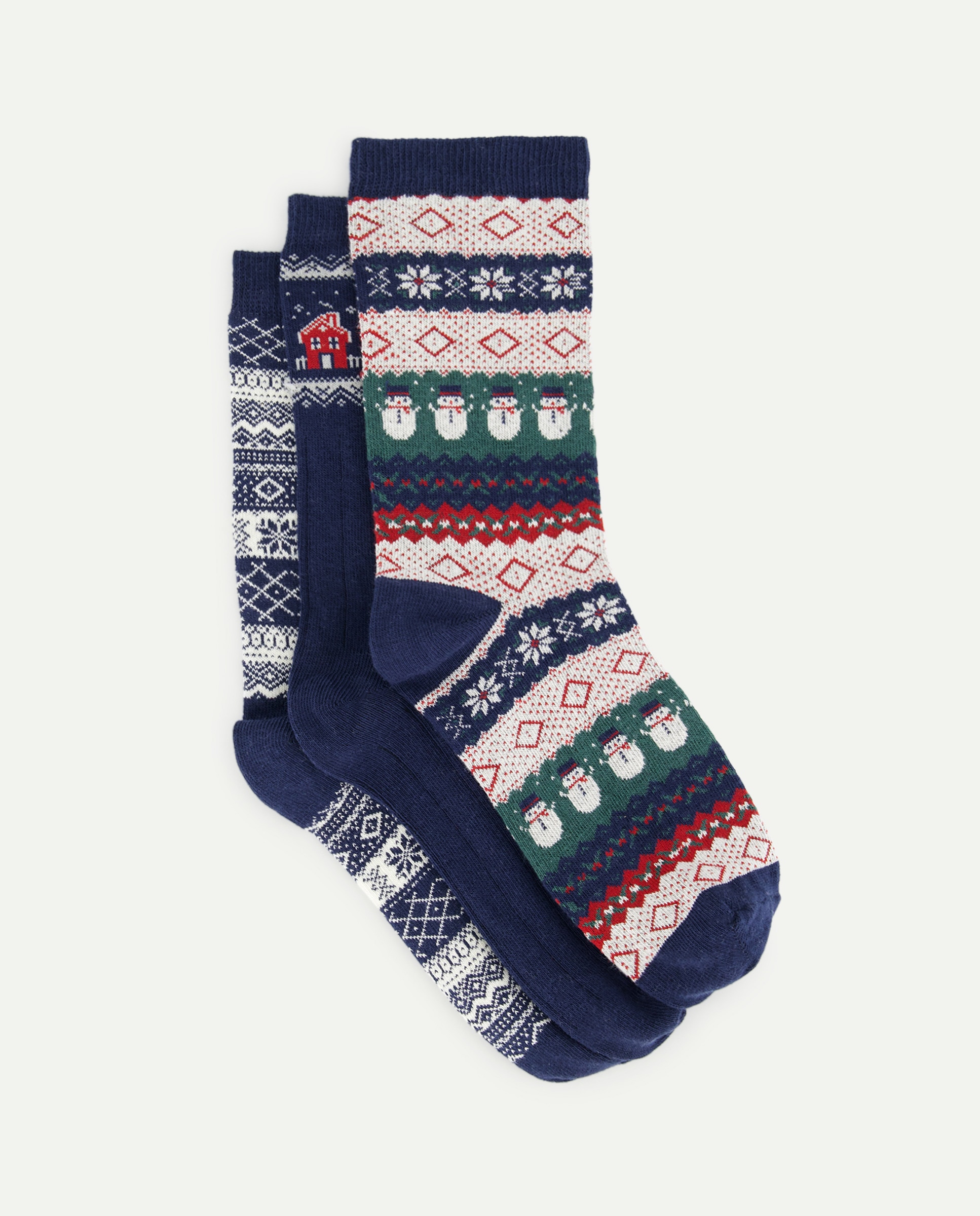 Pack 3 calcetines mujer algodón estampados Azul-1