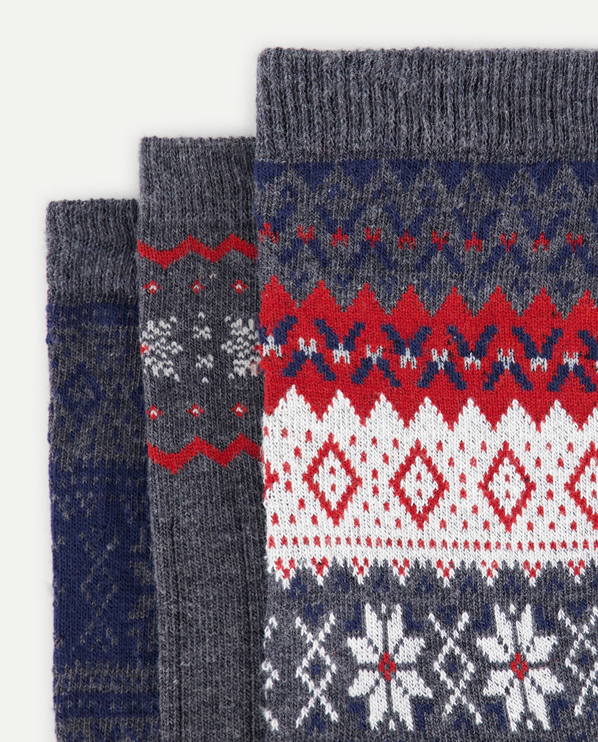 Pack 3 calcetines mujer algodón estampados 820 Gris medio-2