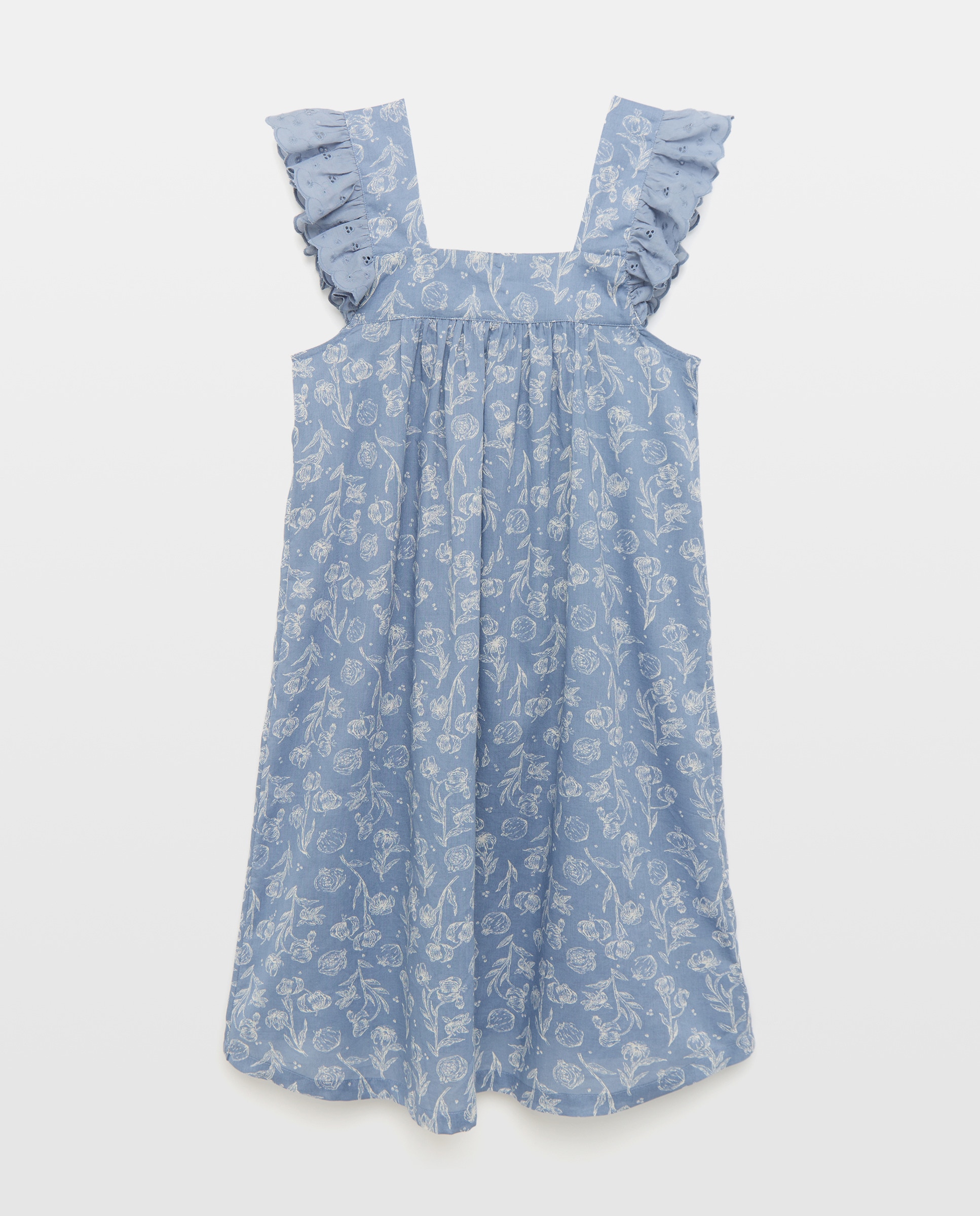 Camisón mujer algodón tirante volante 430 Azul oscuro-3