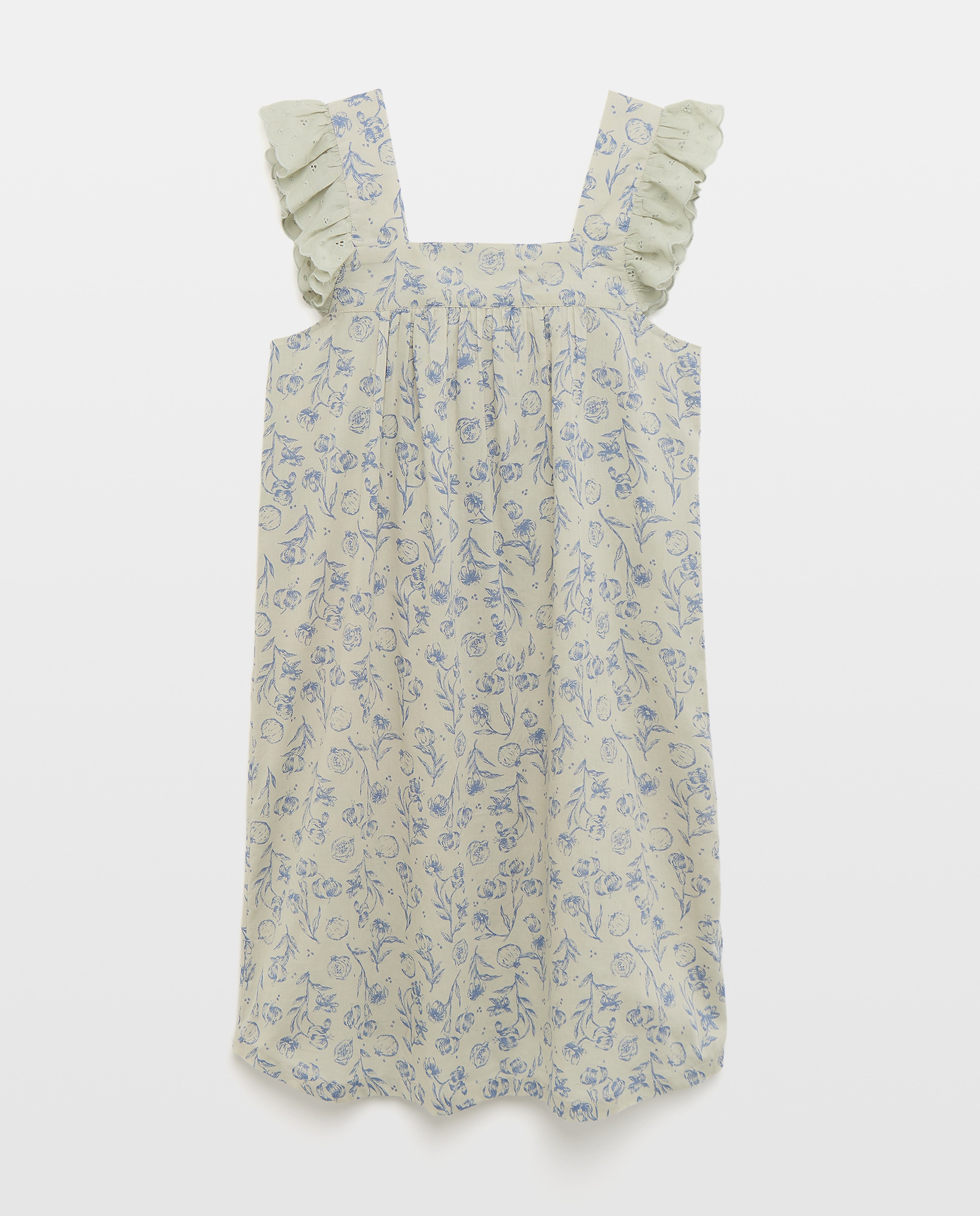 Camisón mujer algodón tirante volante 582 Verde agua-3