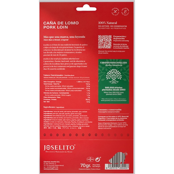 Sliced pork loin 100% natural from Salamanca sachet 70 g