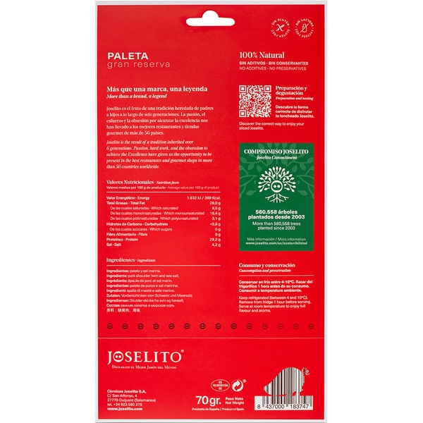 Vorderschinken Gran Reserva aus Salamanca 100% naturbelassen Tütchen 70 g