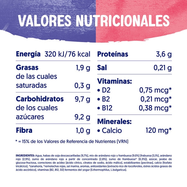 Speciality gluten-free, lactose-free soya dessert 2 cranberry + 2 red berries 4-pack units 125 g