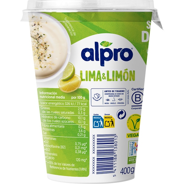 Big Pot plant-based soya dessert with lemon lime, gluten-free, lactose-free container 400 g