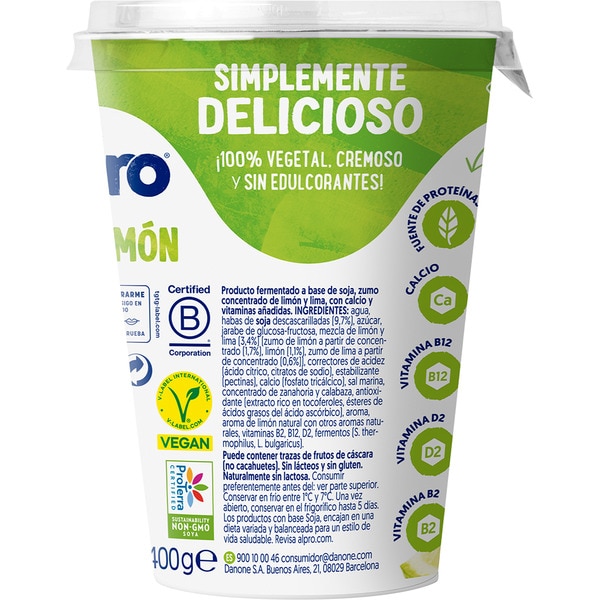 Big Pot plant-based soya dessert with lemon lime, gluten-free, lactose-free container 400 g