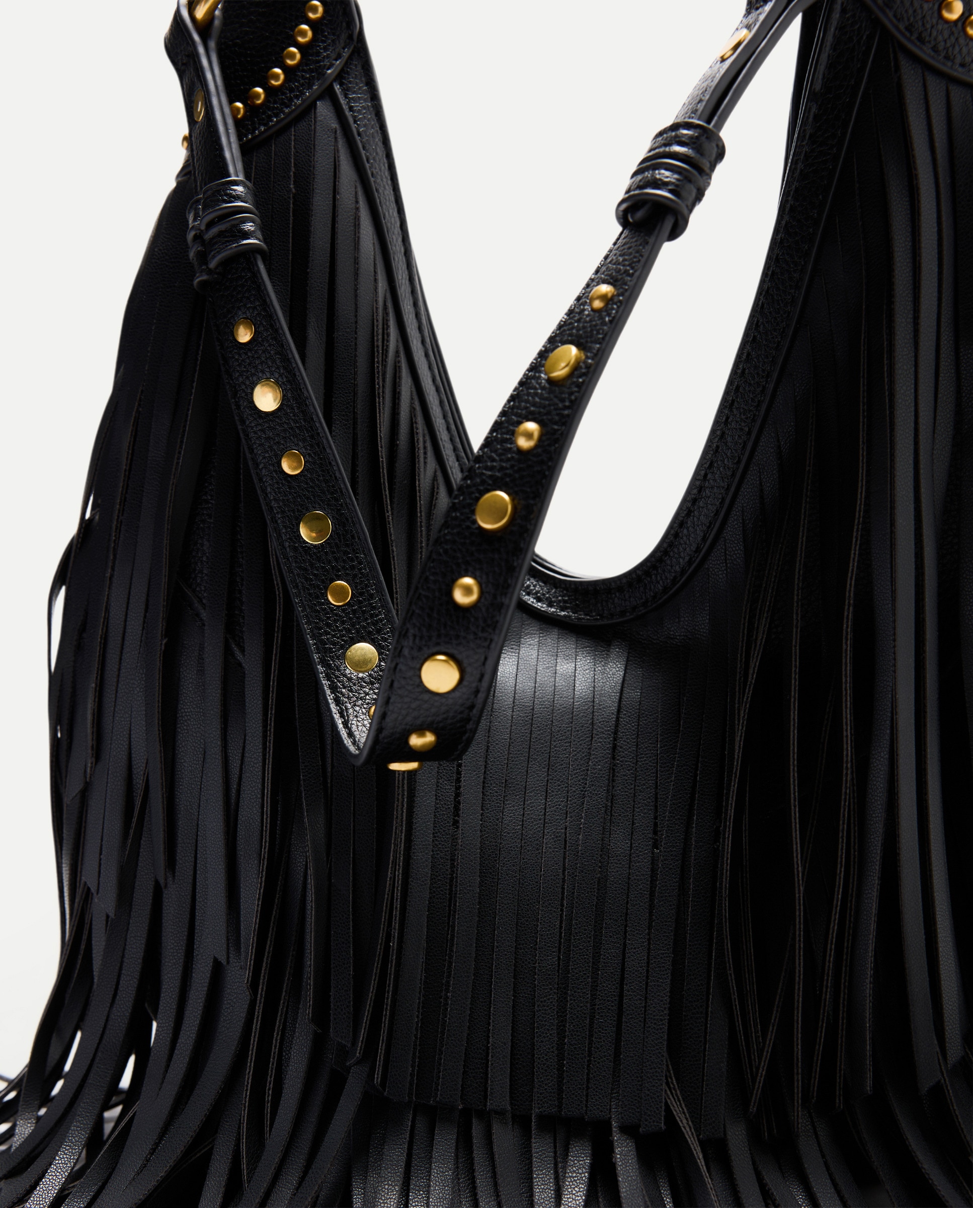 Mala de Ombro Média com Franjas Preto-4