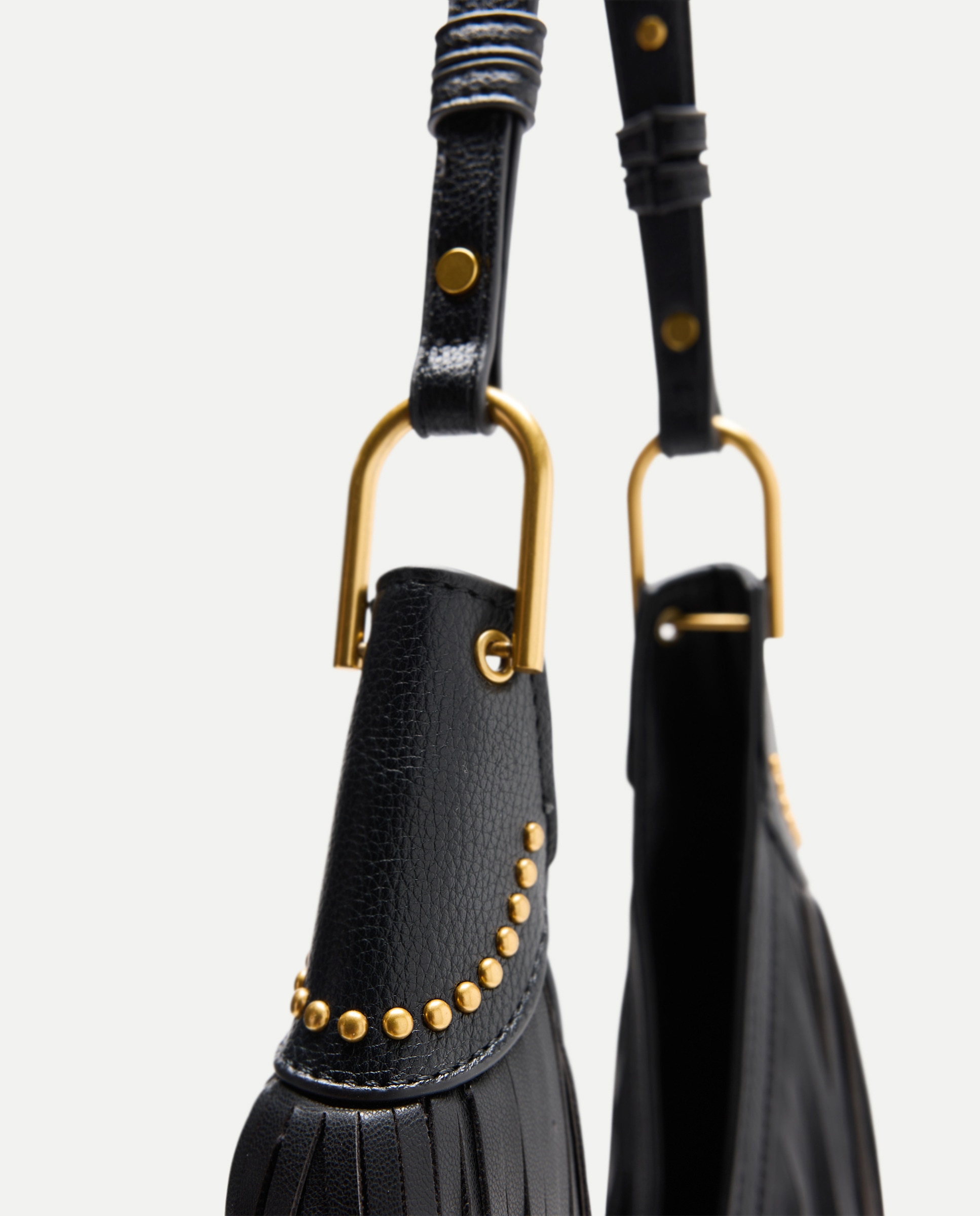 Mala de Ombro Média com Franjas Preto-3