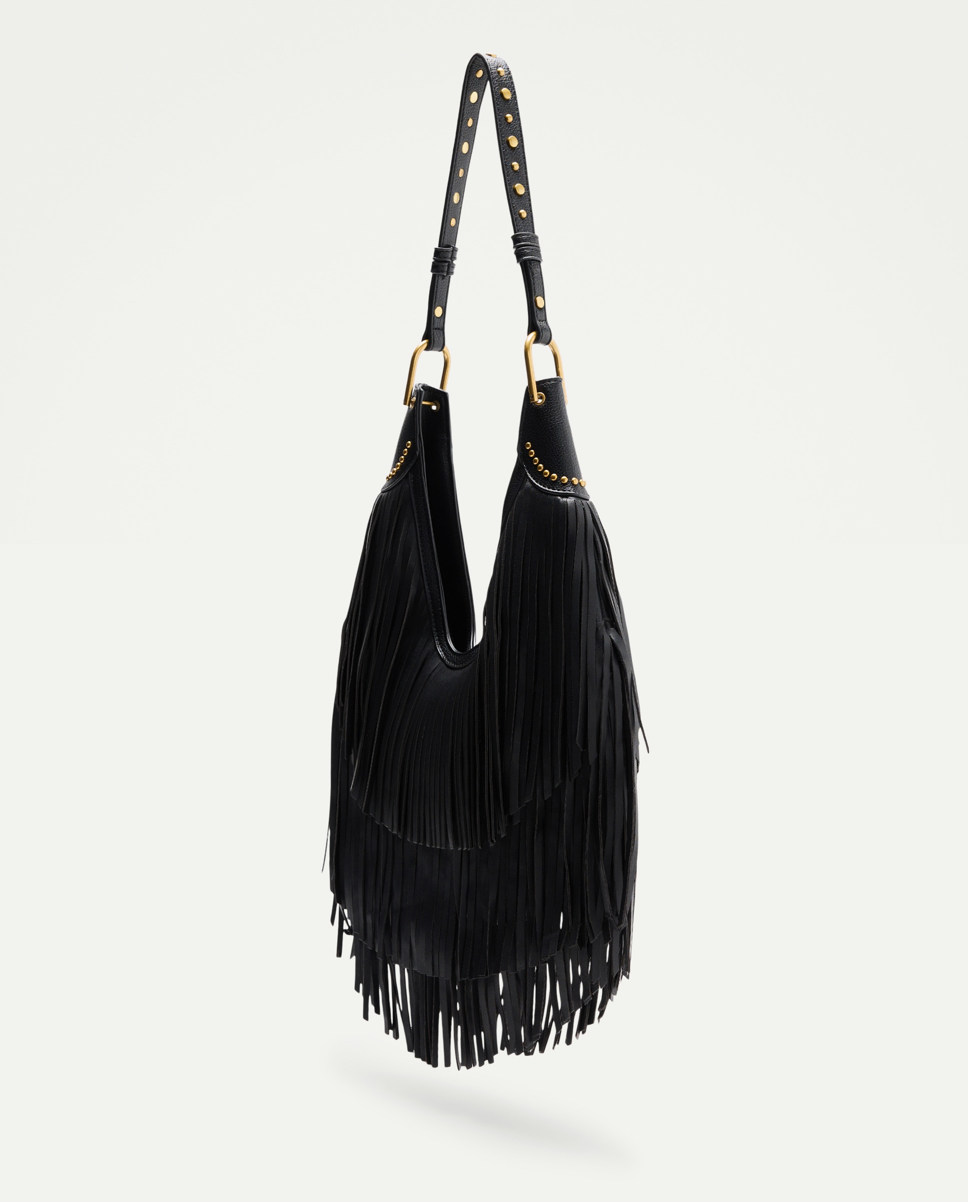 Mala de Ombro Média com Franjas Preto-2