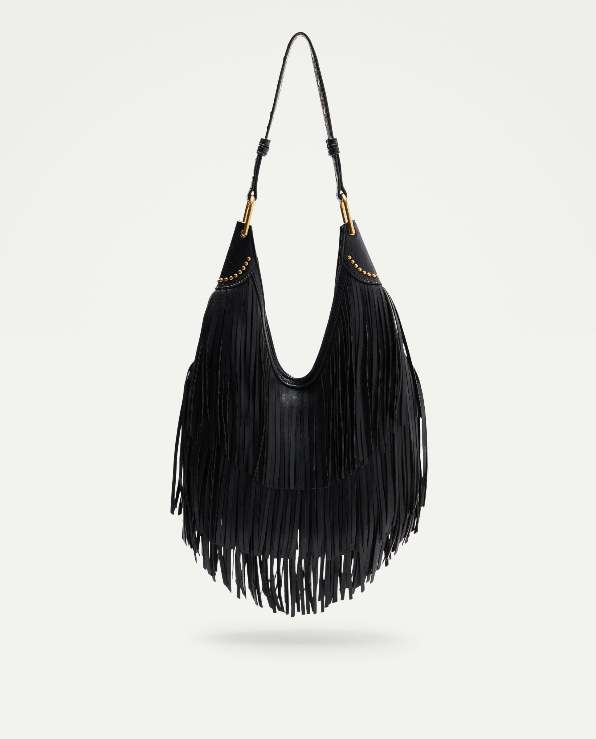 Mala de Ombro Média com Franjas Preto-1